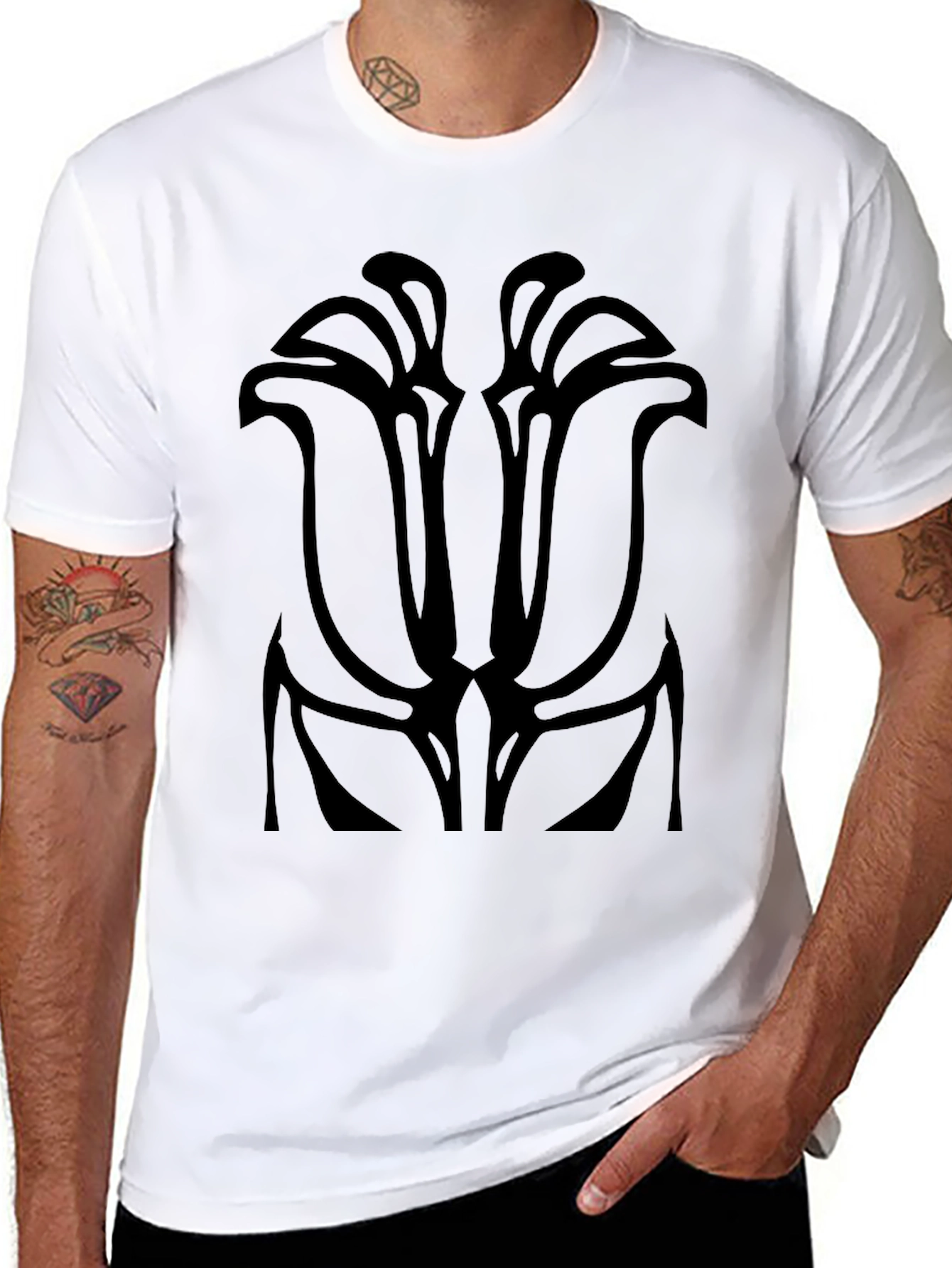 Abstract Floral Graphic Black T-Shirt