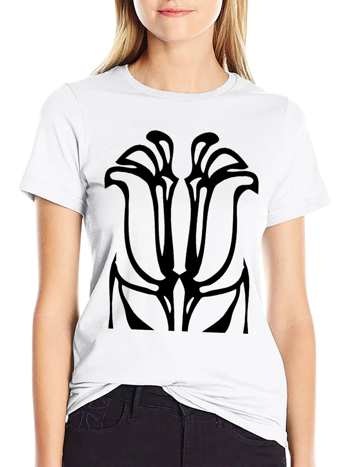 Abstract Floral Graphic Black T-Shirt