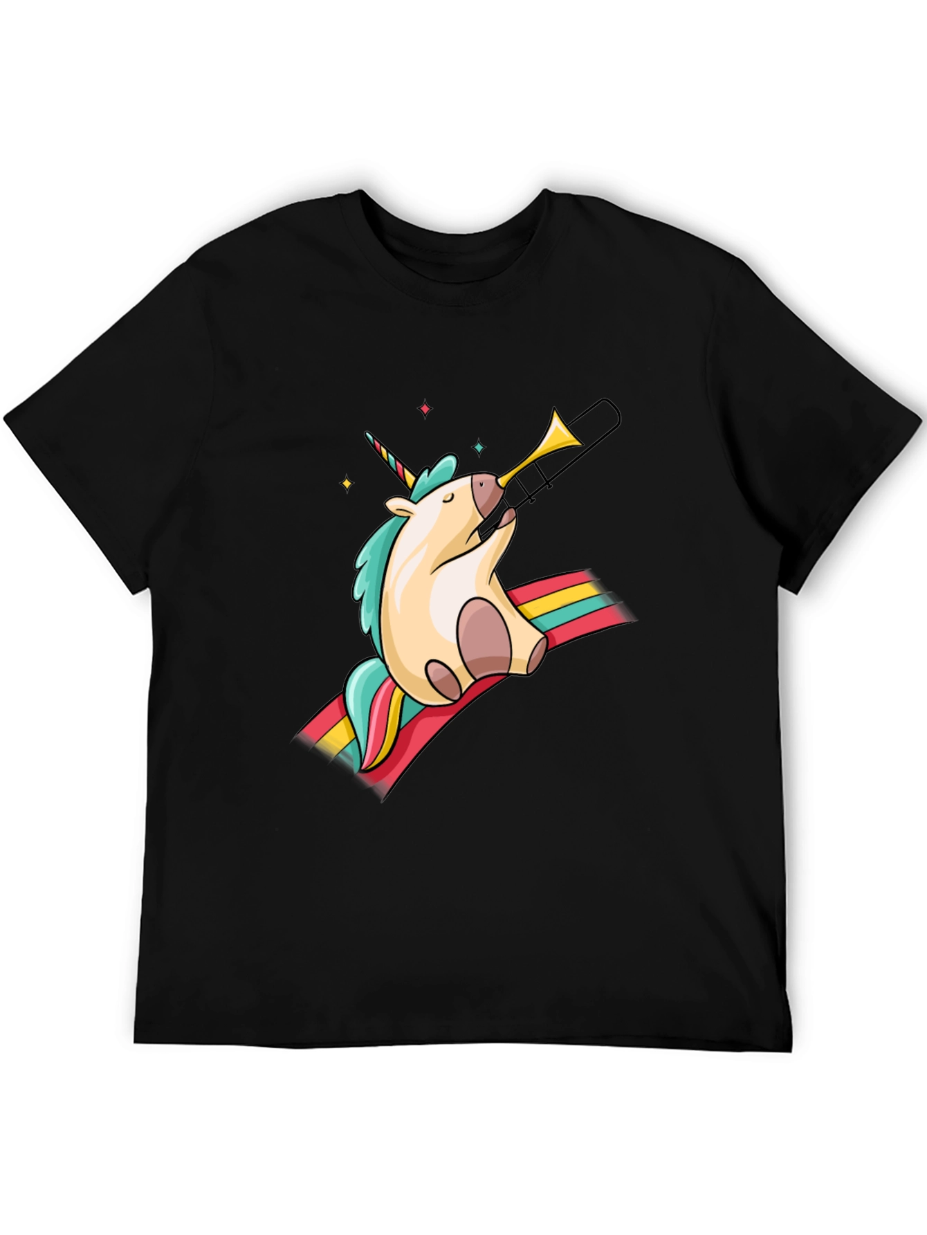 Unicorn Trombone Graphic Tee - Black