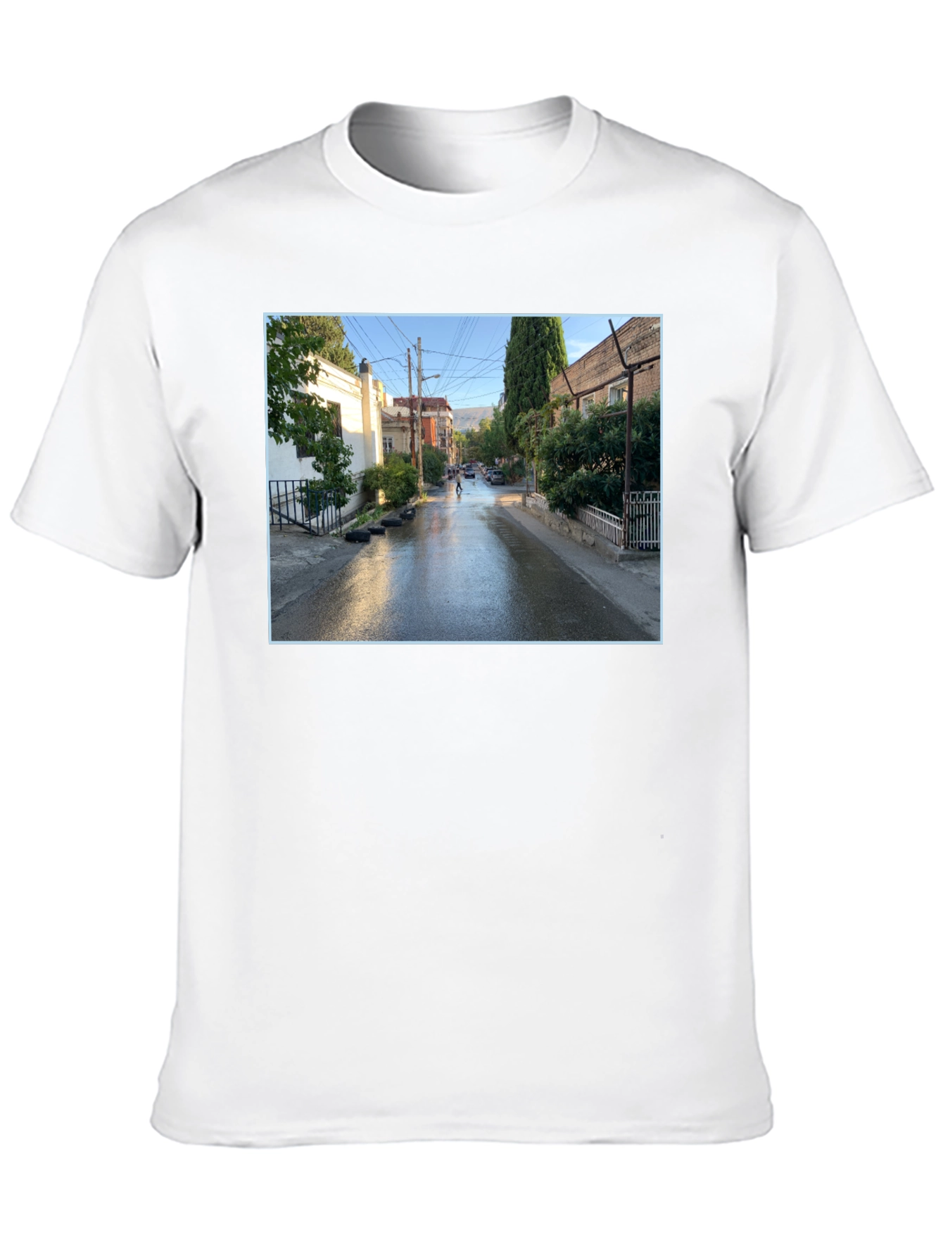 Urban Scene Graphic Tee - Black Cotton Blend