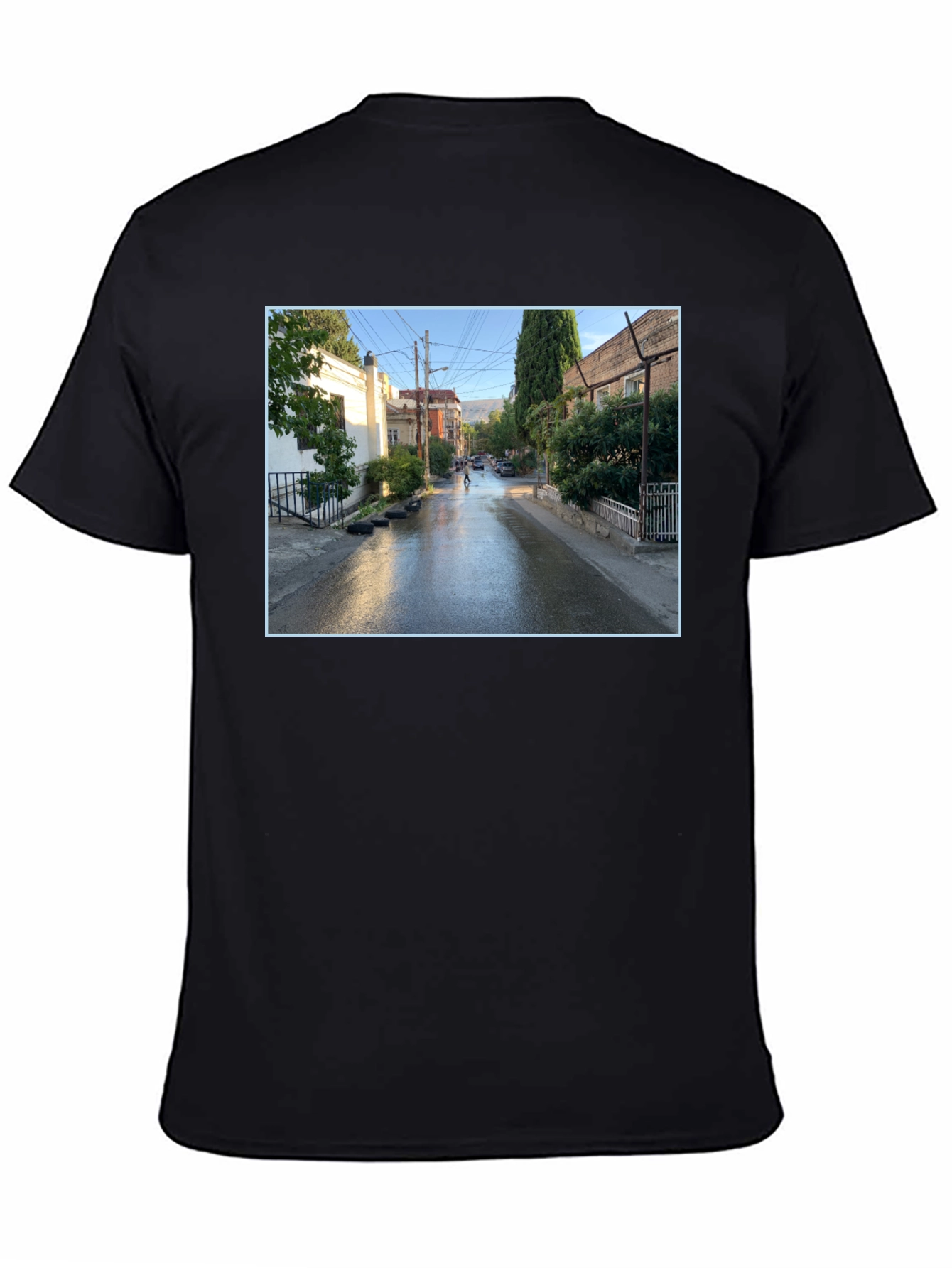 Urban Scene Graphic Tee - Black Cotton Blend