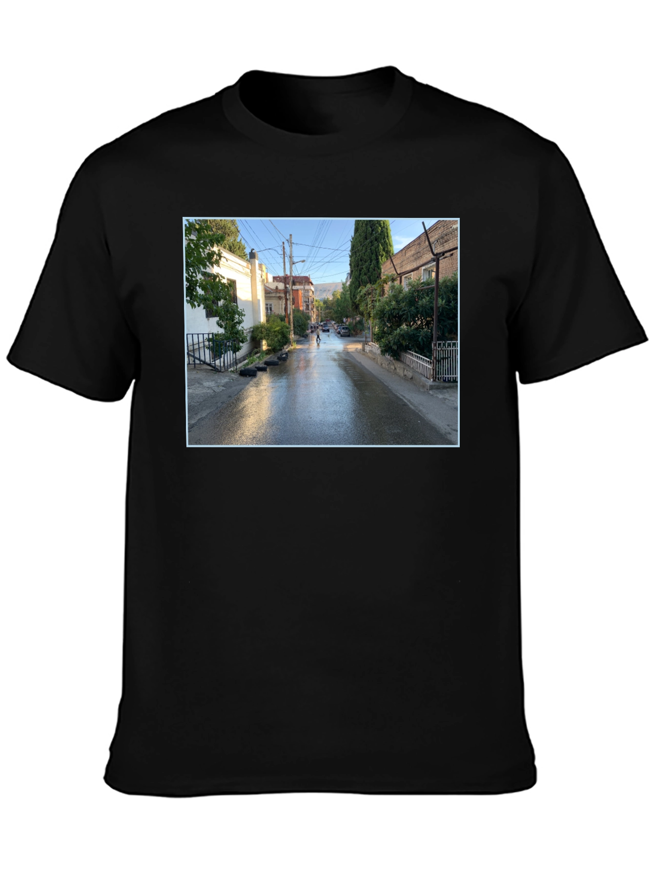 Urban Scene Graphic Tee - Black Cotton Blend