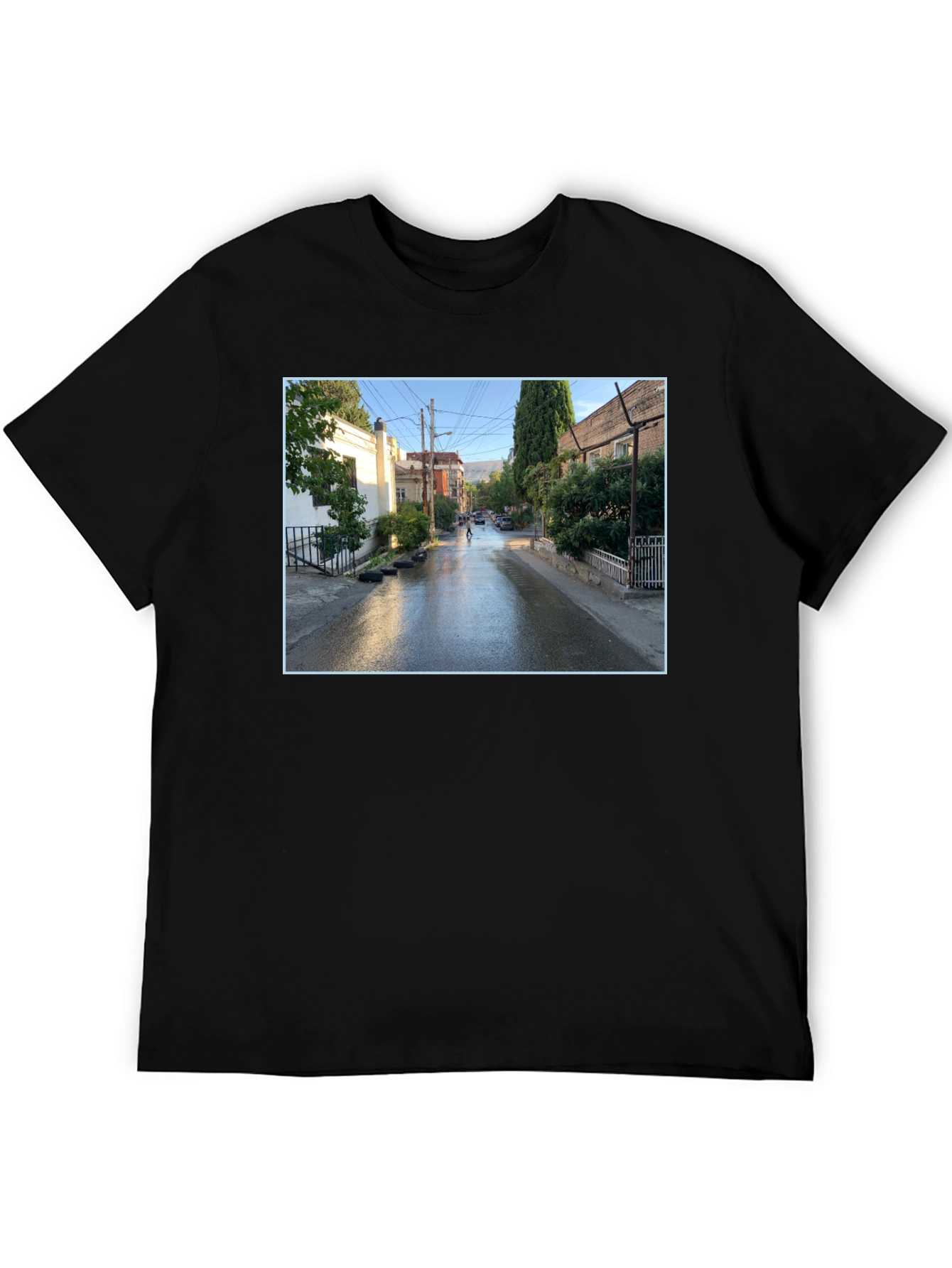 Urban Scene Graphic Tee - Black Cotton Blend