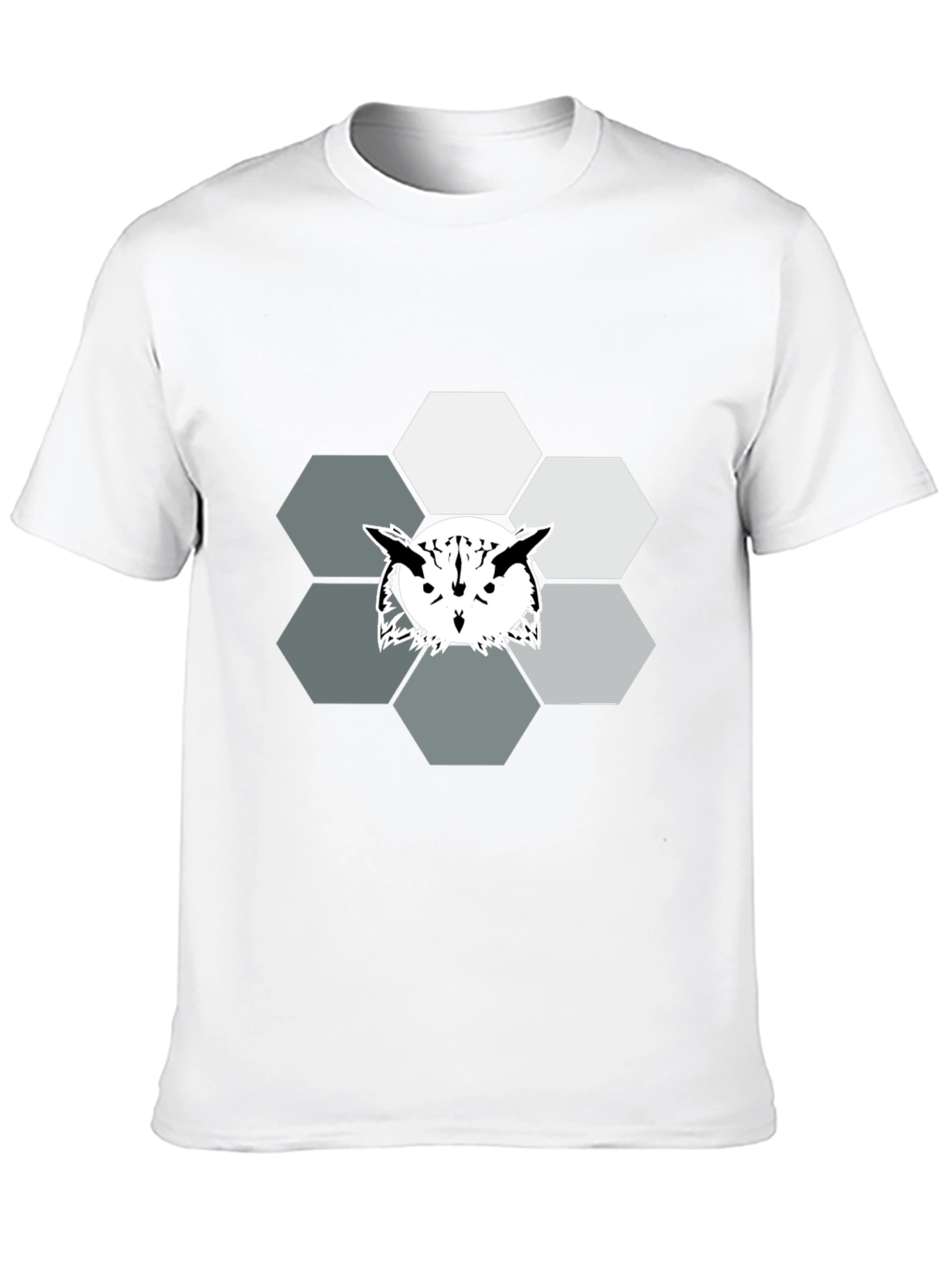 Geometric Owl Graphic Print Tee - Cool Hexagon Design
