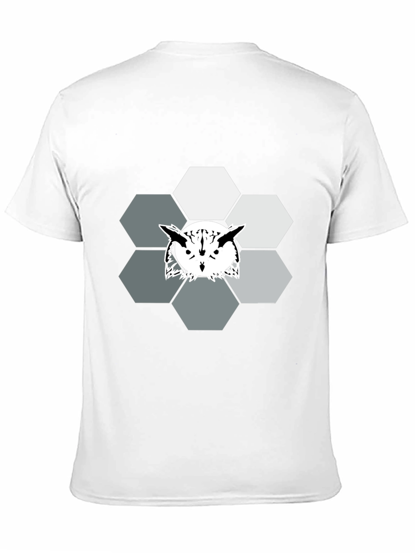 Geometric Owl Graphic Print Tee - Cool Hexagon Design