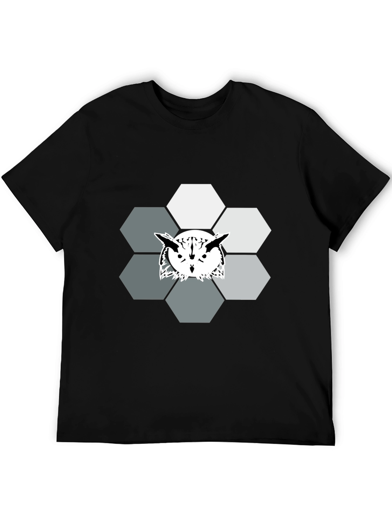 Geometric Owl Graphic Print Tee - Cool Hexagon Design