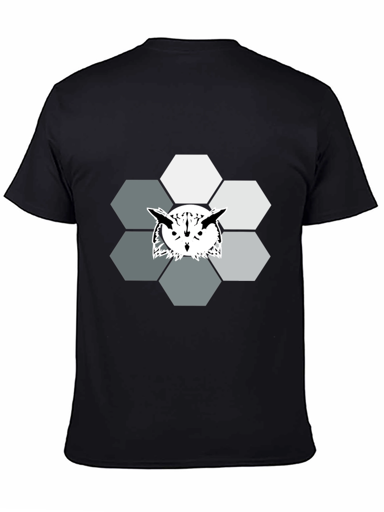 Geometric Owl Graphic Print Tee - Cool Hexagon Design