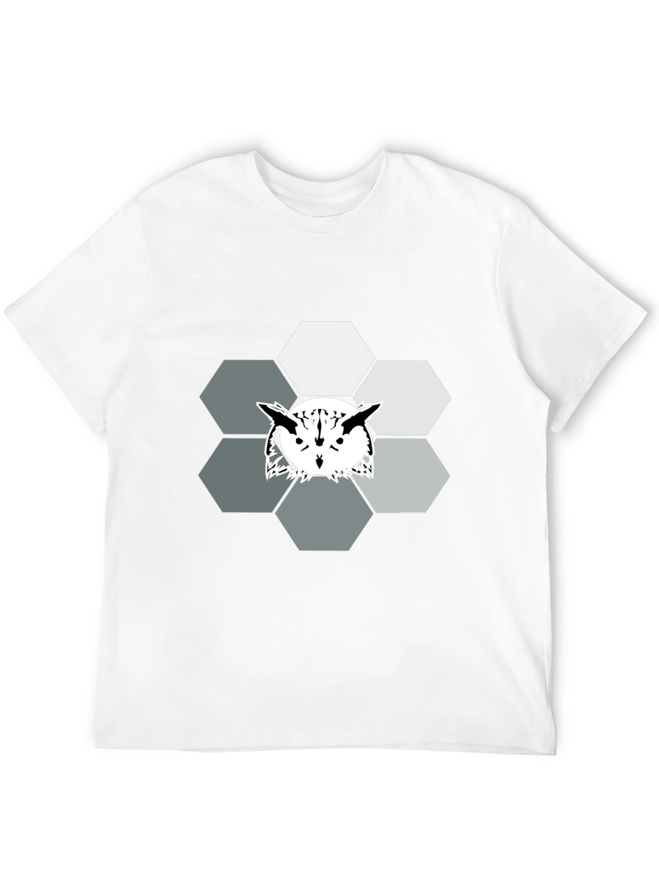 Geometric Owl Graphic Print Tee - Cool Hexagon Design