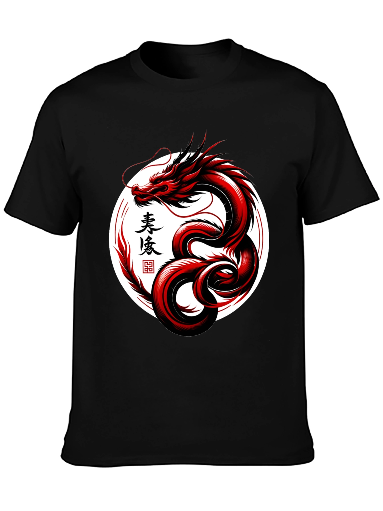 Red Dragon Graphic Tee - Stylish Asian Art Shirt