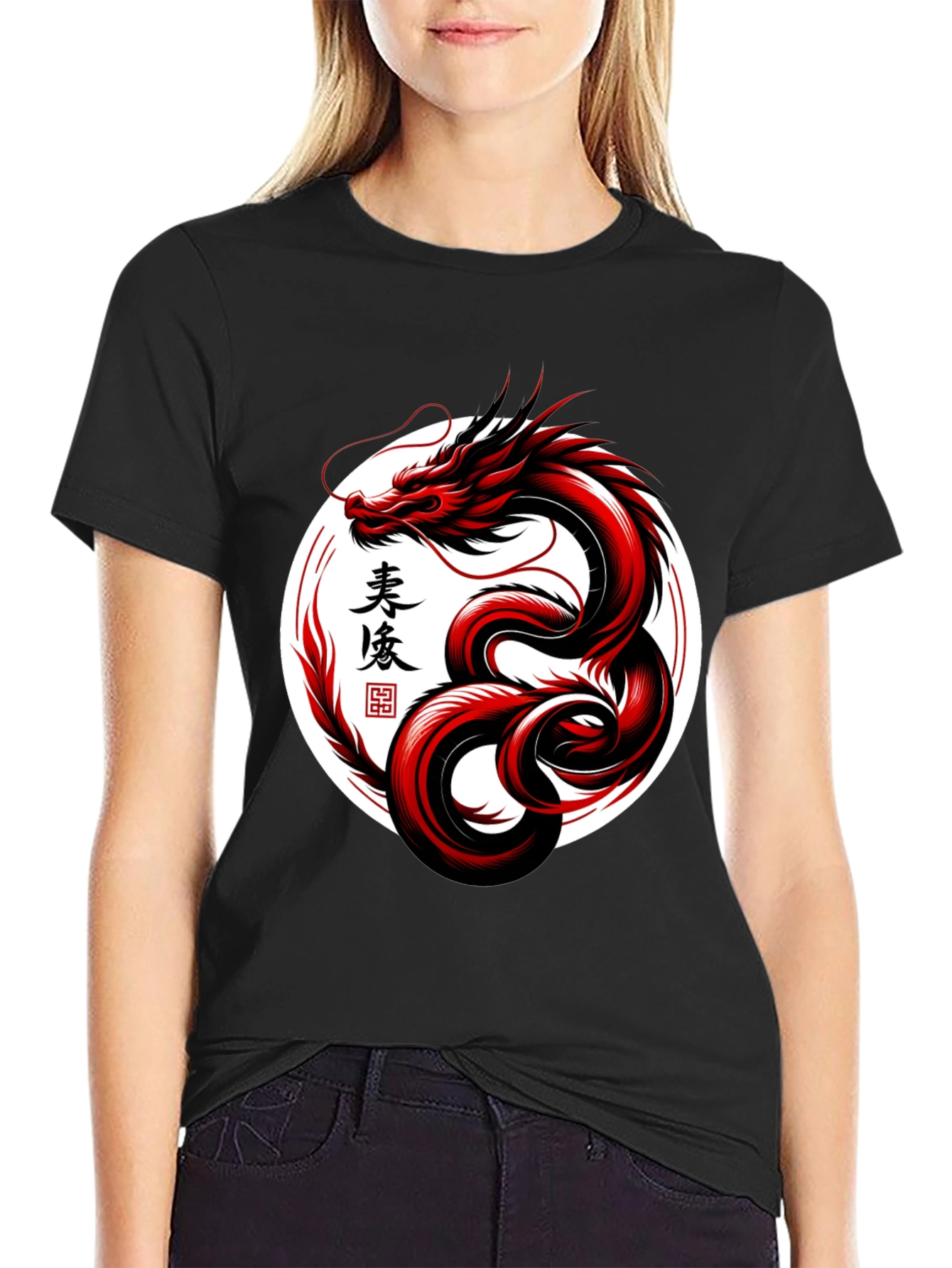Red Dragon Graphic Tee - Stylish Asian Art Shirt