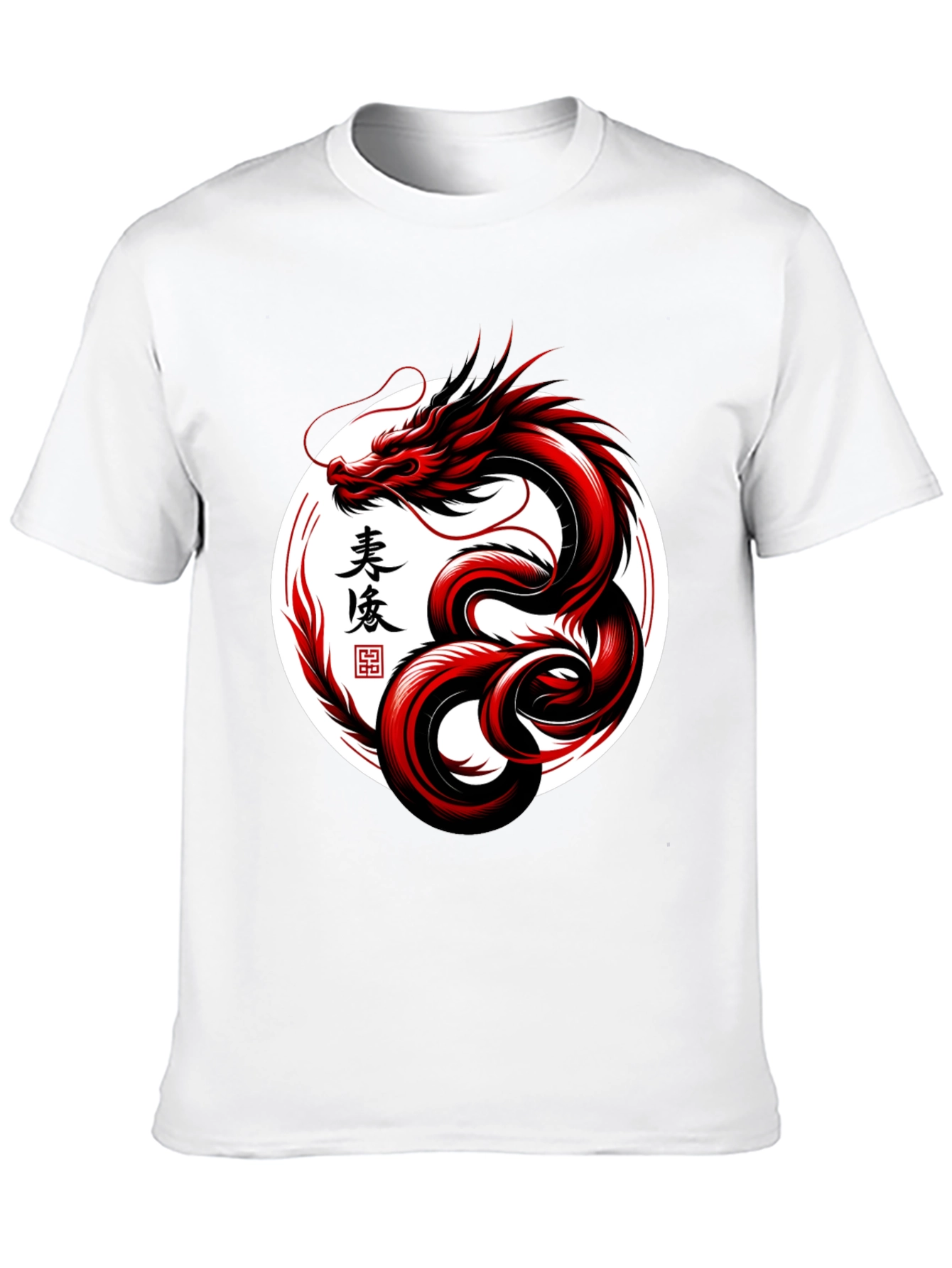 Red Dragon Graphic Tee - Stylish Asian Art Shirt