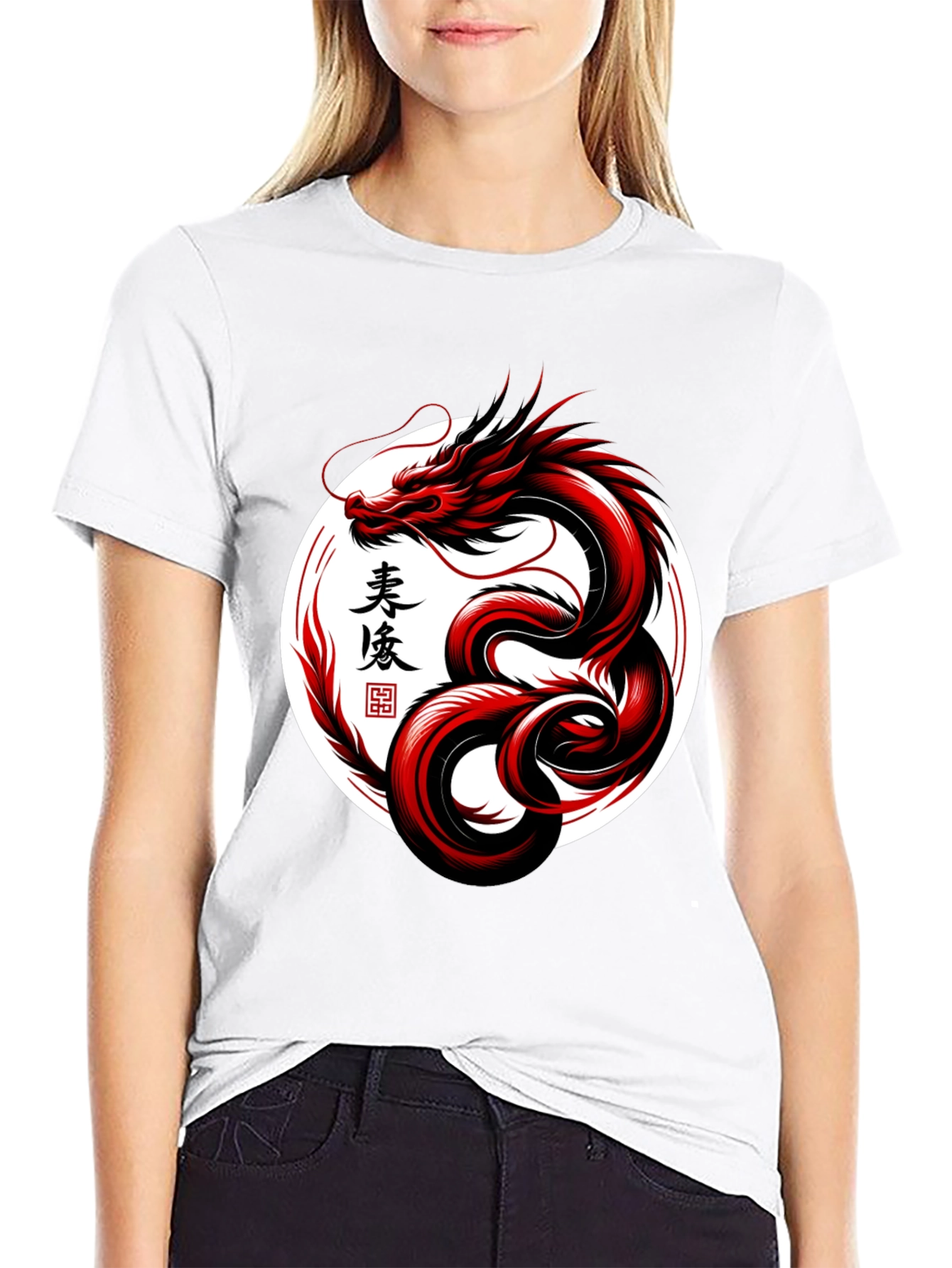 Red Dragon Graphic Tee - Stylish Asian Art Shirt