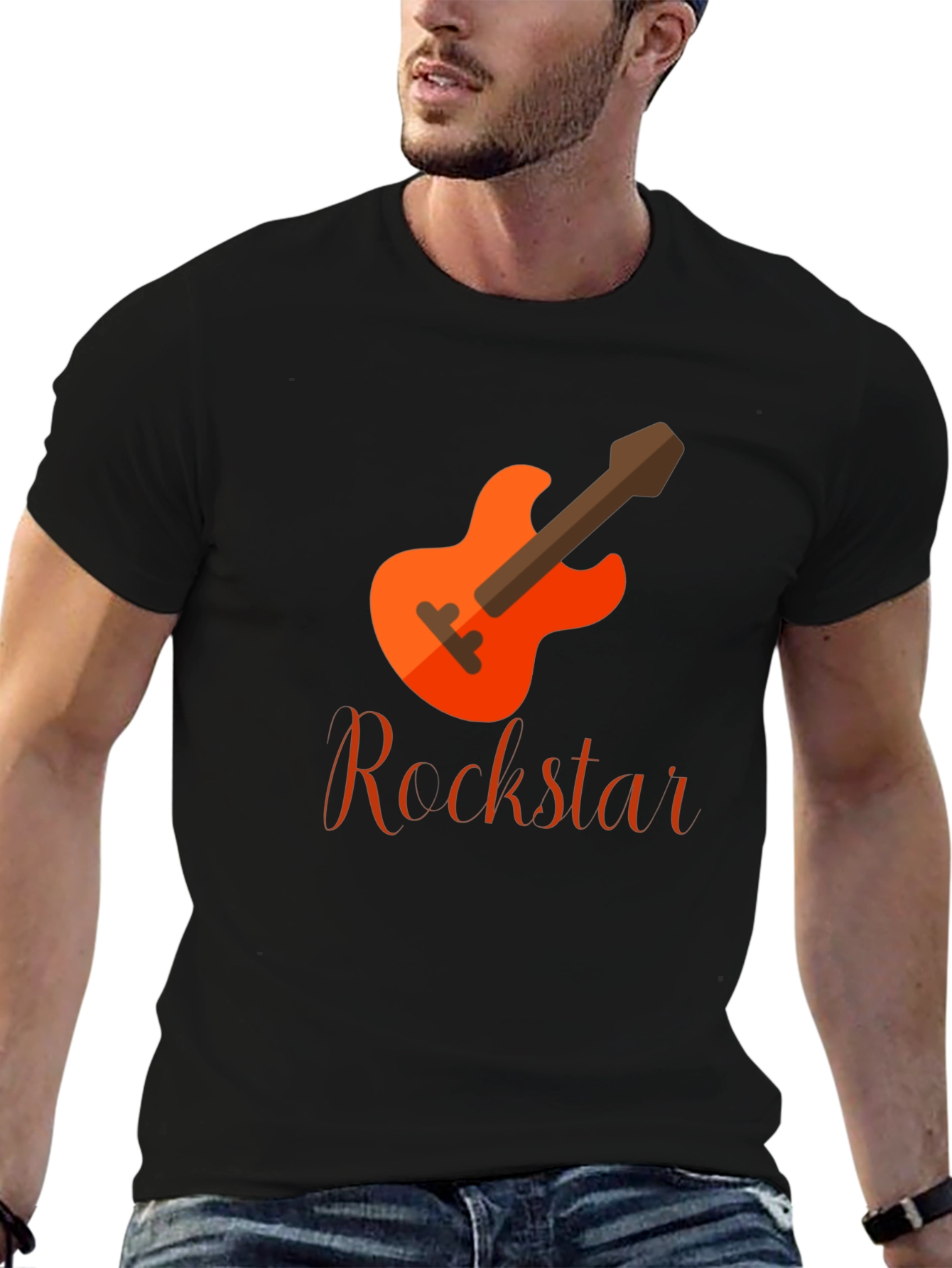 Rockstar Guitar Graphic T-Shirt - Mens Black Tee