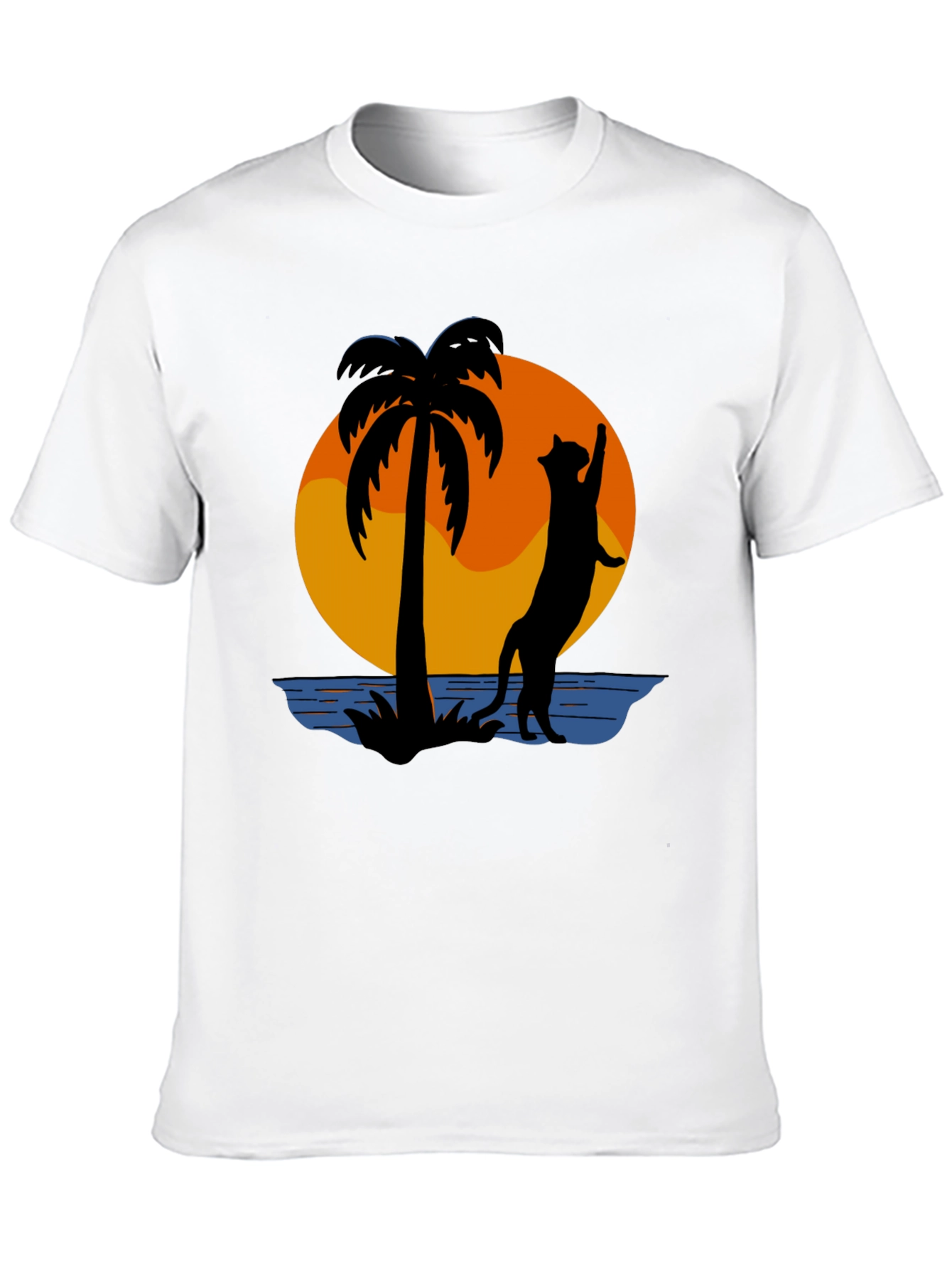 Tropical Cat Silhouette Graphic Tee
