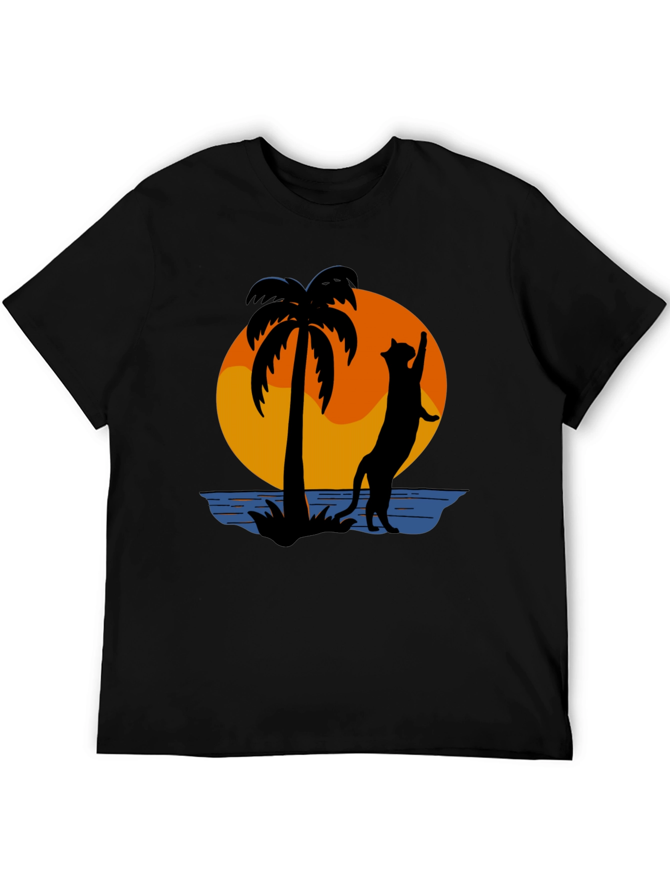 Tropical Cat Silhouette Graphic Tee