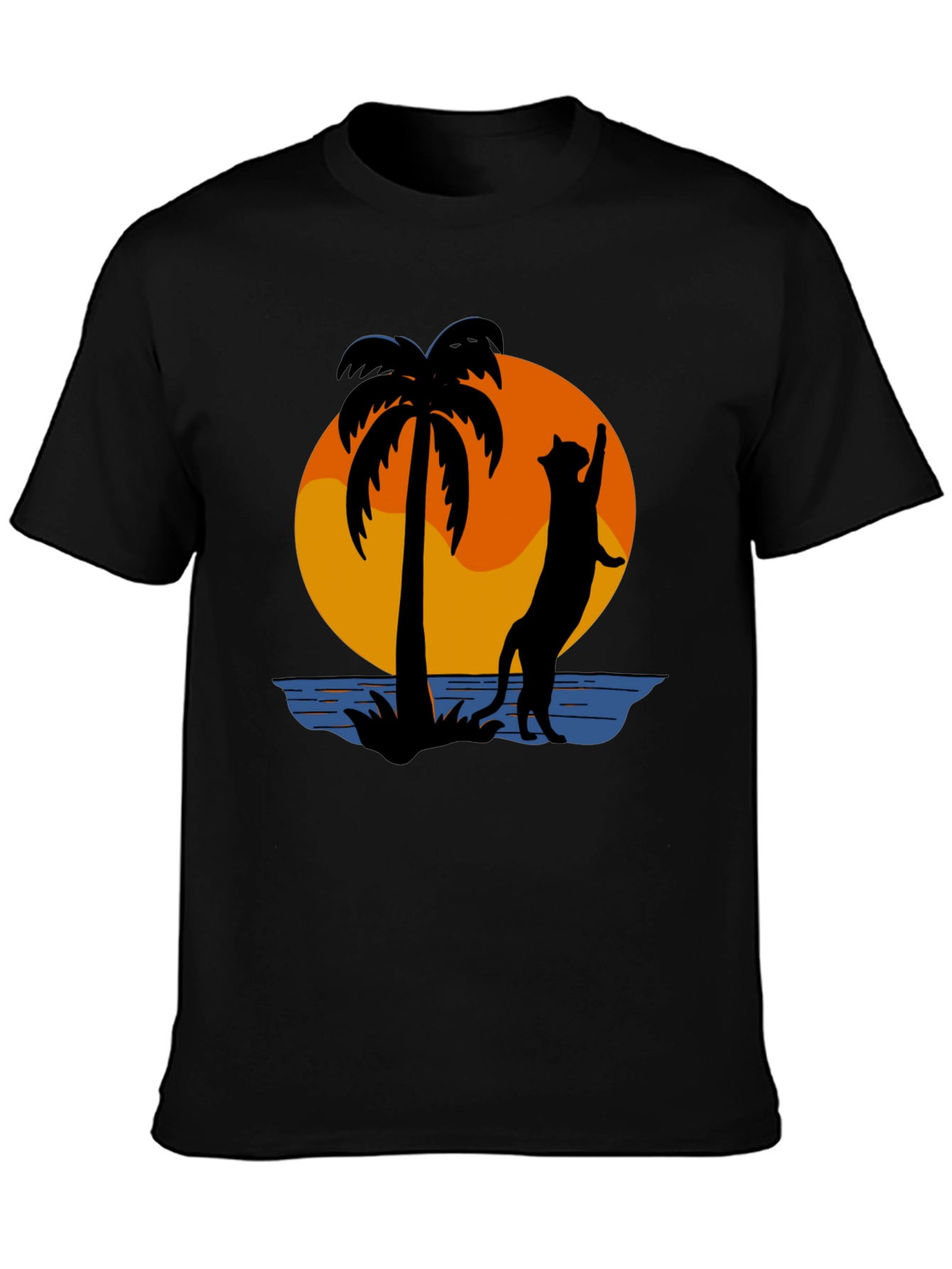 Tropical Cat Silhouette Graphic Tee
