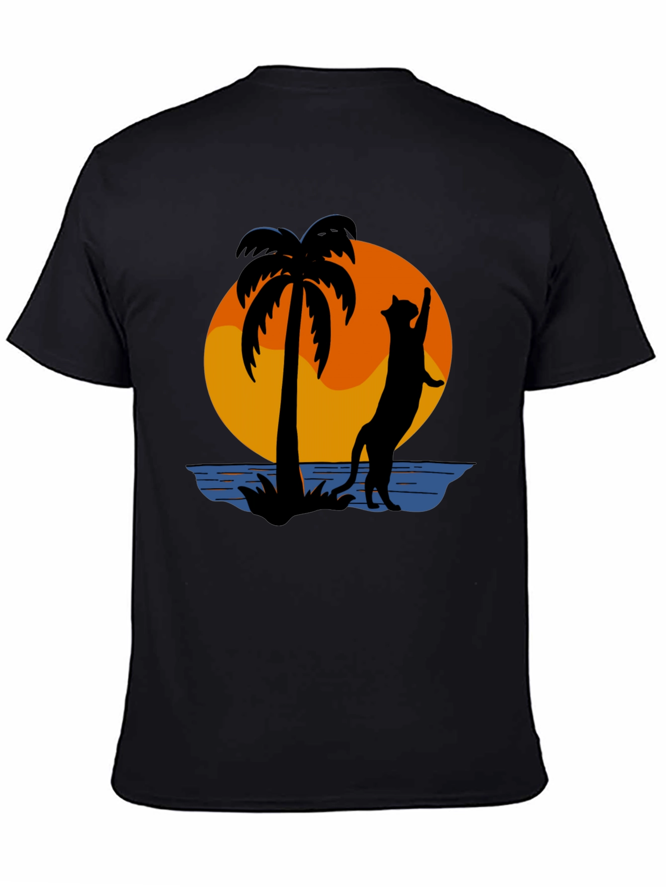 Tropical Cat Silhouette Graphic Tee