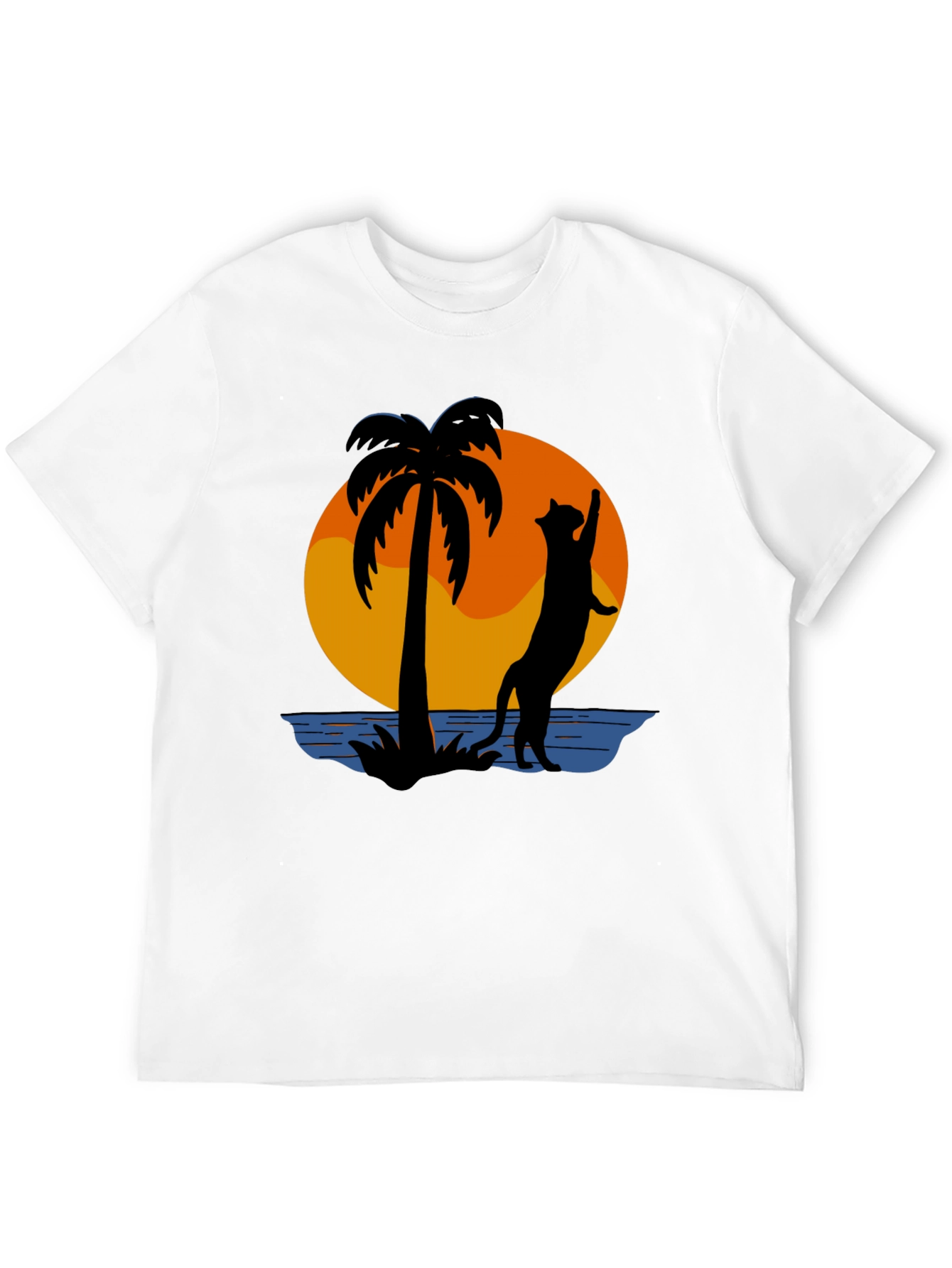Tropical Cat Silhouette Graphic Tee
