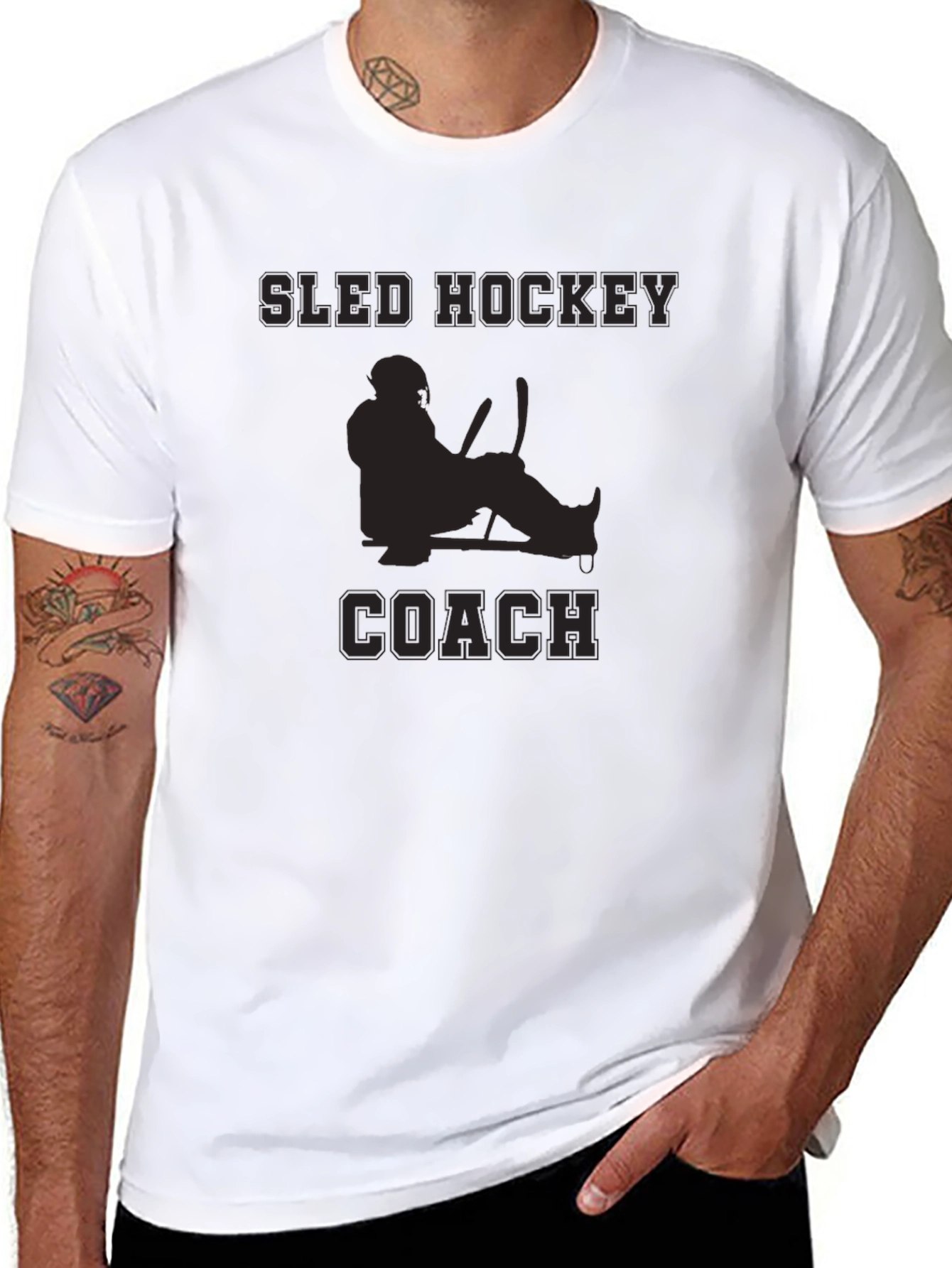 Sled Hockey Coach Graphic Tee - Black Cotton