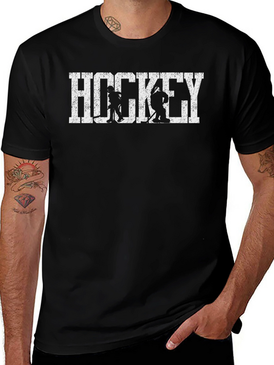 Hockey Graphic Print Black T-Shirt
