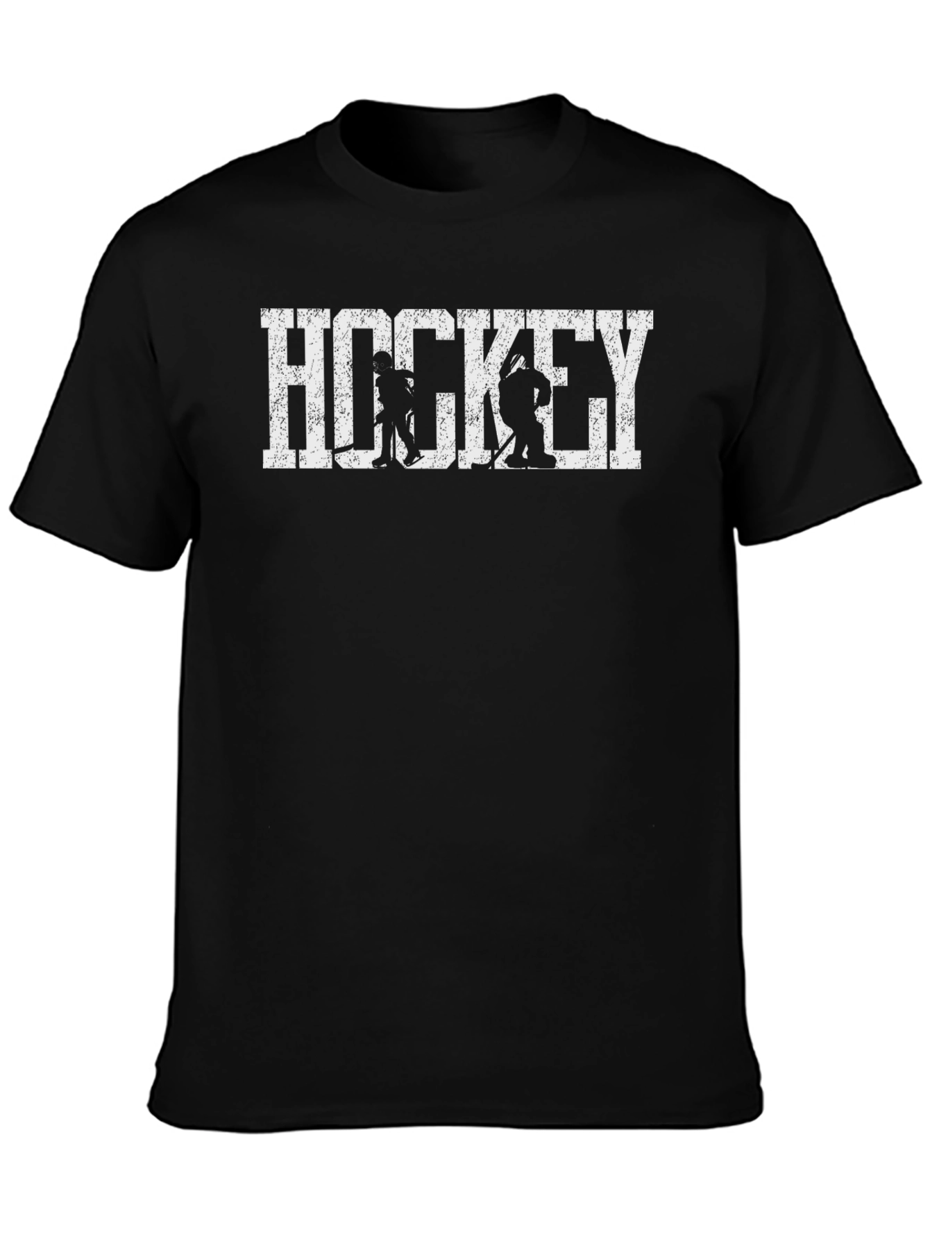 Hockey Graphic Print Black T-Shirt
