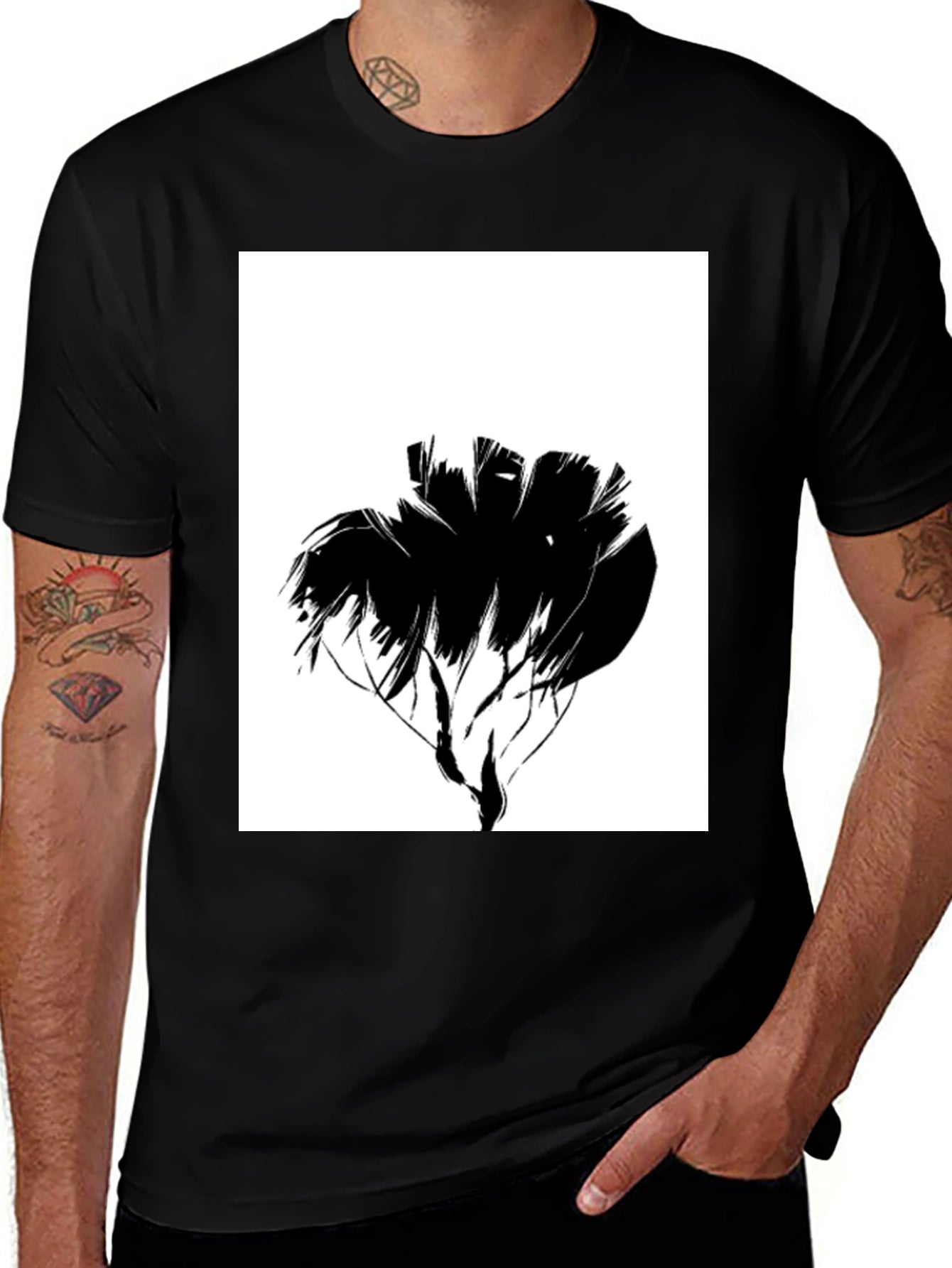 Abstract Tree Graphic Black Tee
