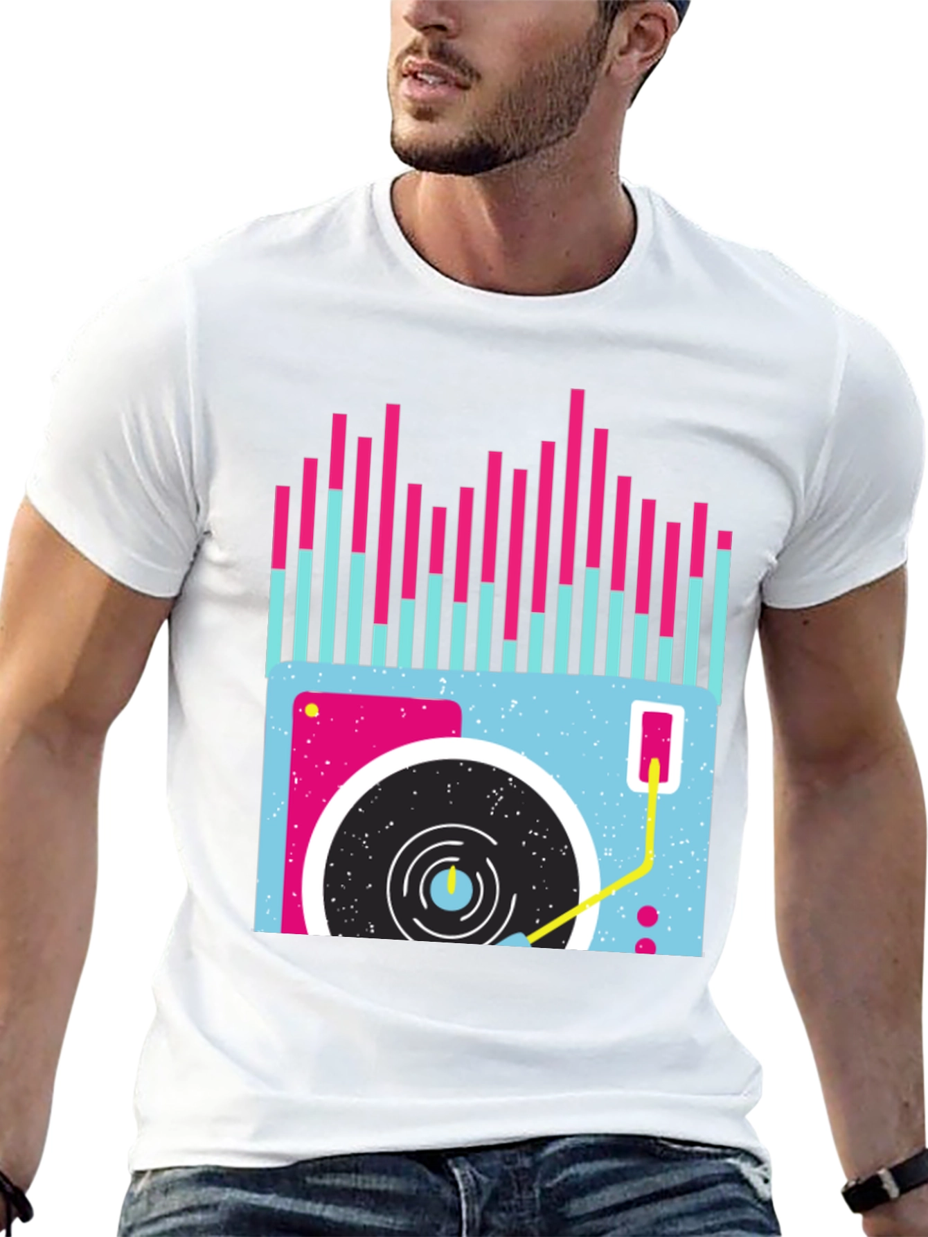 Retro Turntable Graphic Tee - Black