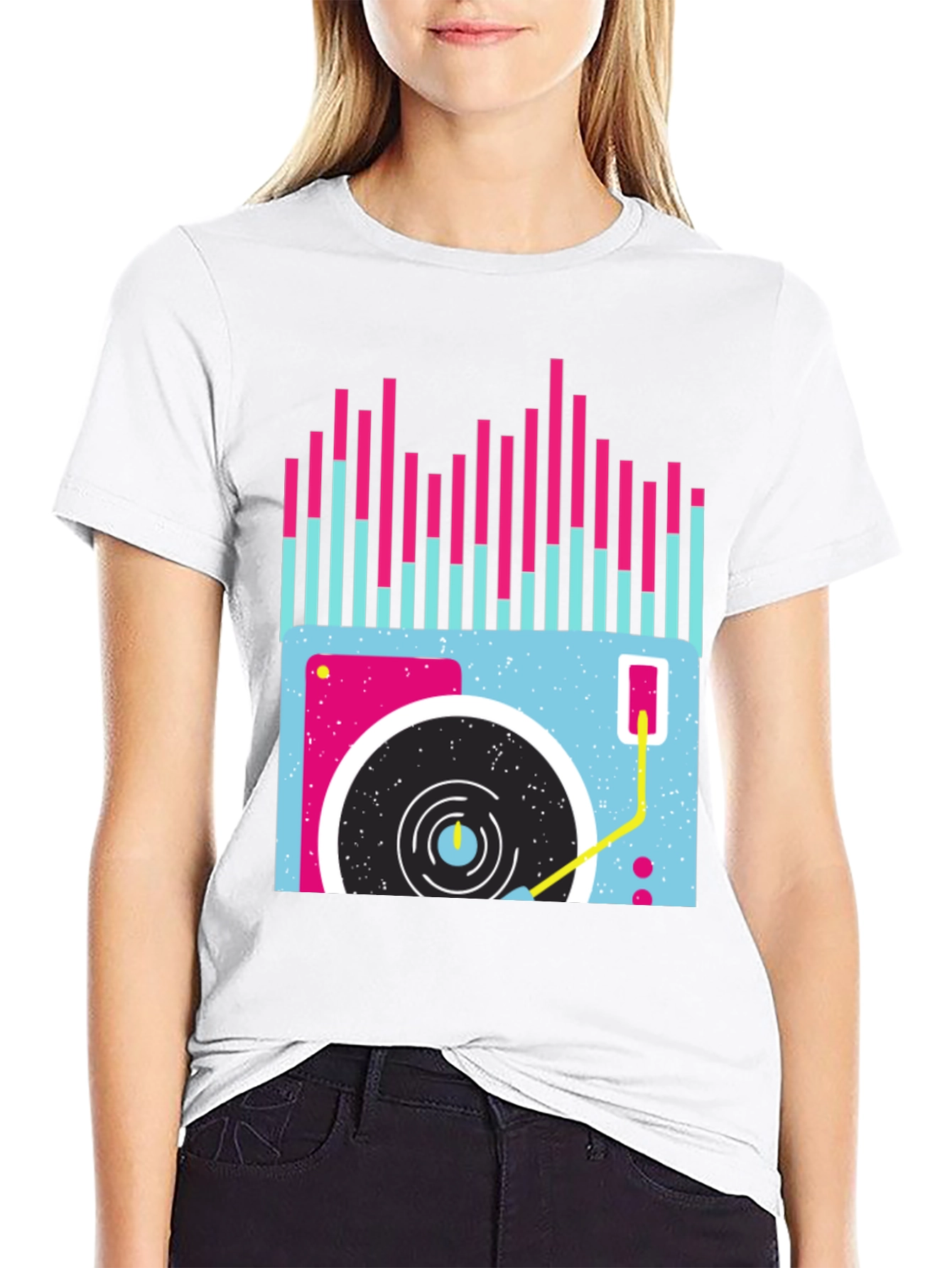 Retro Turntable Graphic Tee - Black