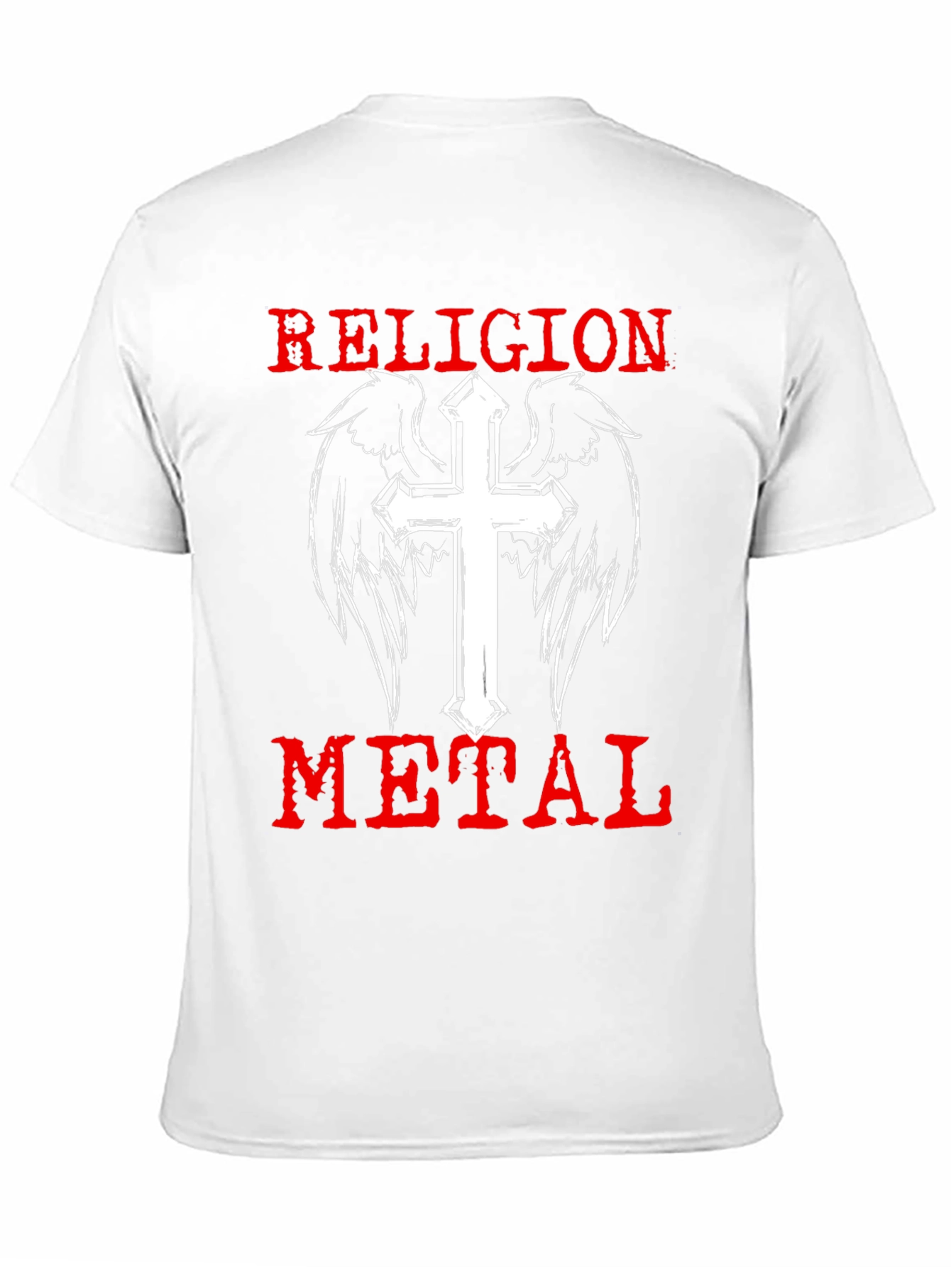 Religion Metal T-Shirt - Cross & Wings Graphic Tee