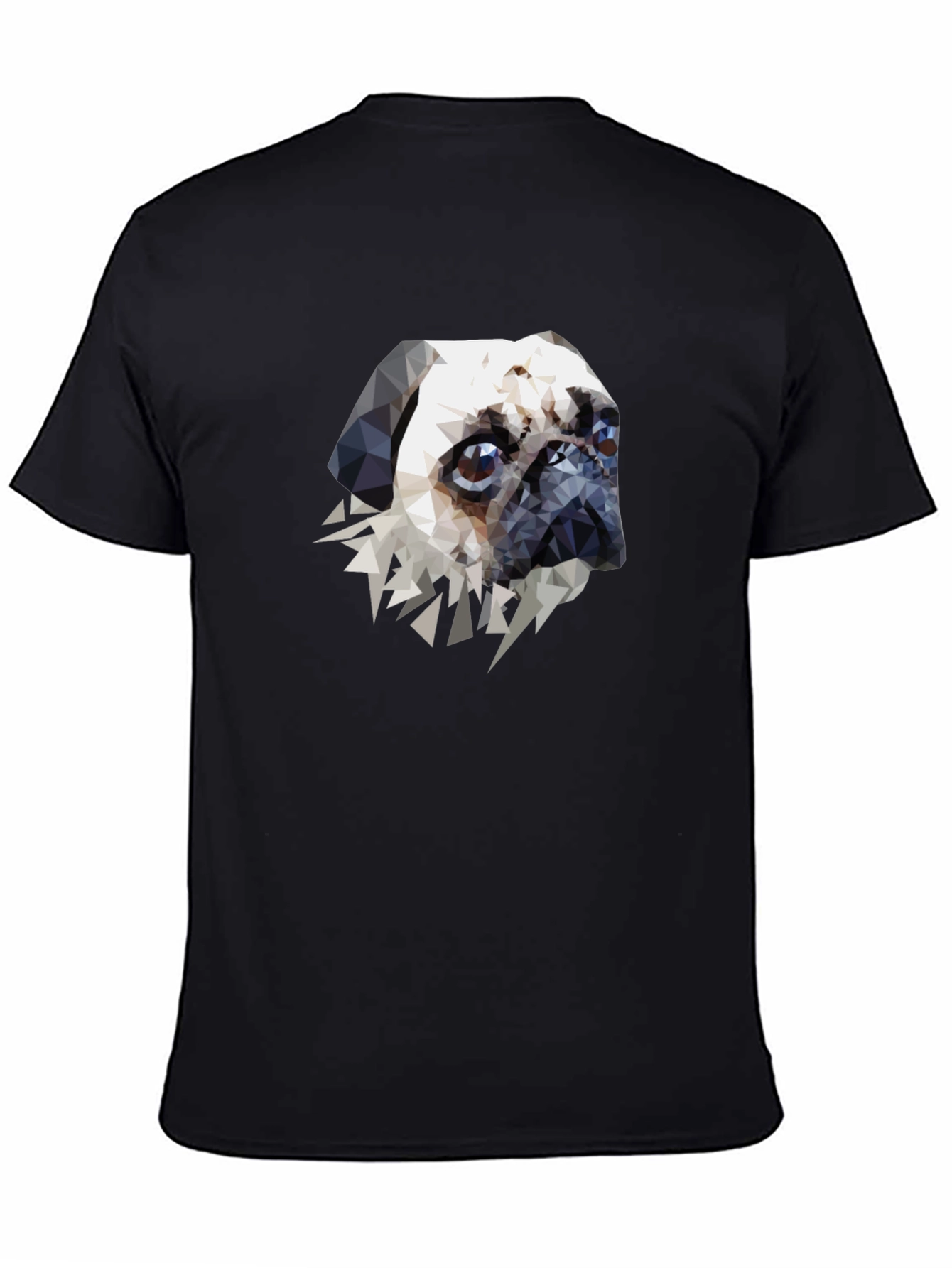 Geometric Pug Graphic Tee - Black