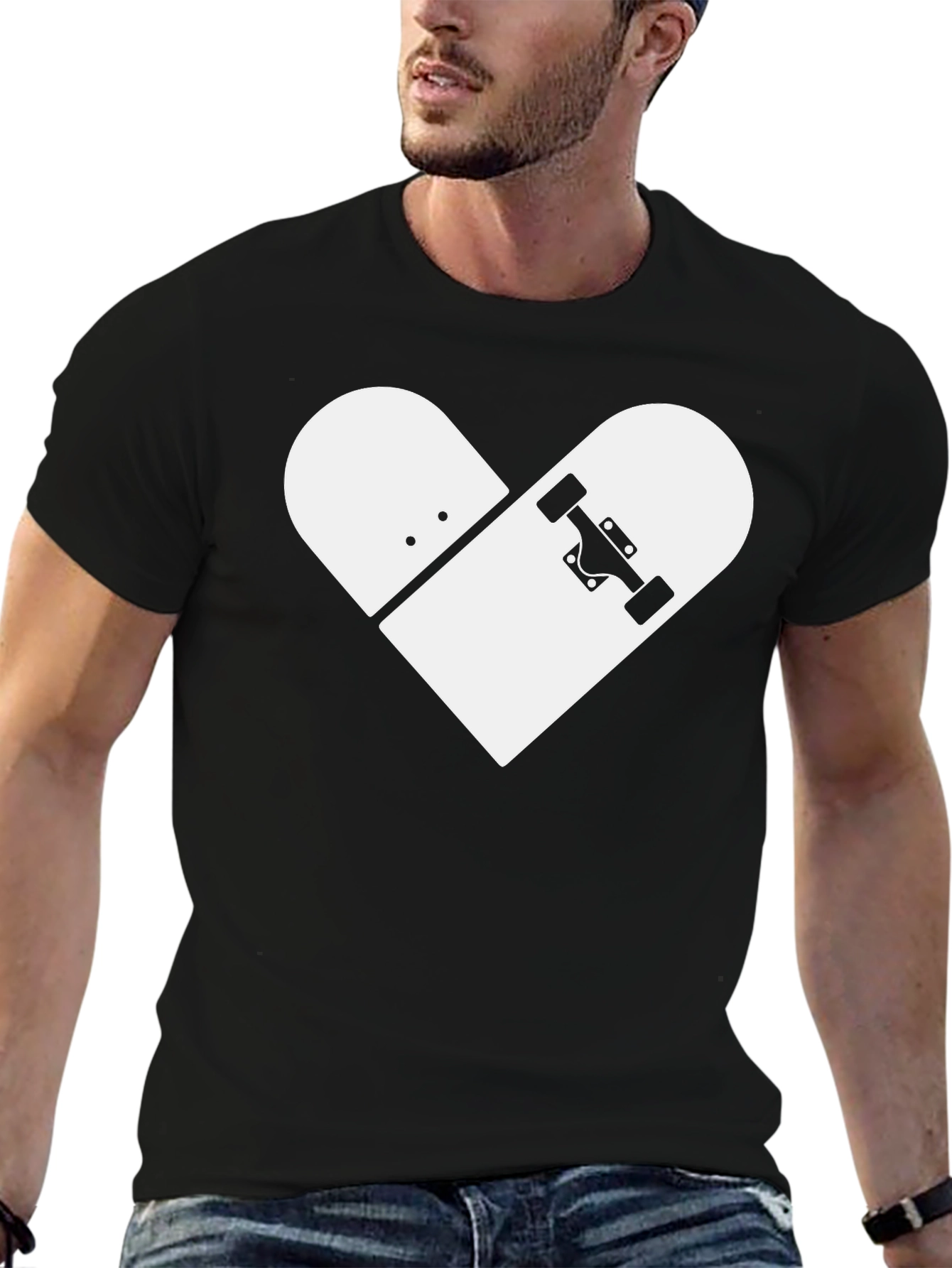Skateboard Heart Graphic Tee - Black