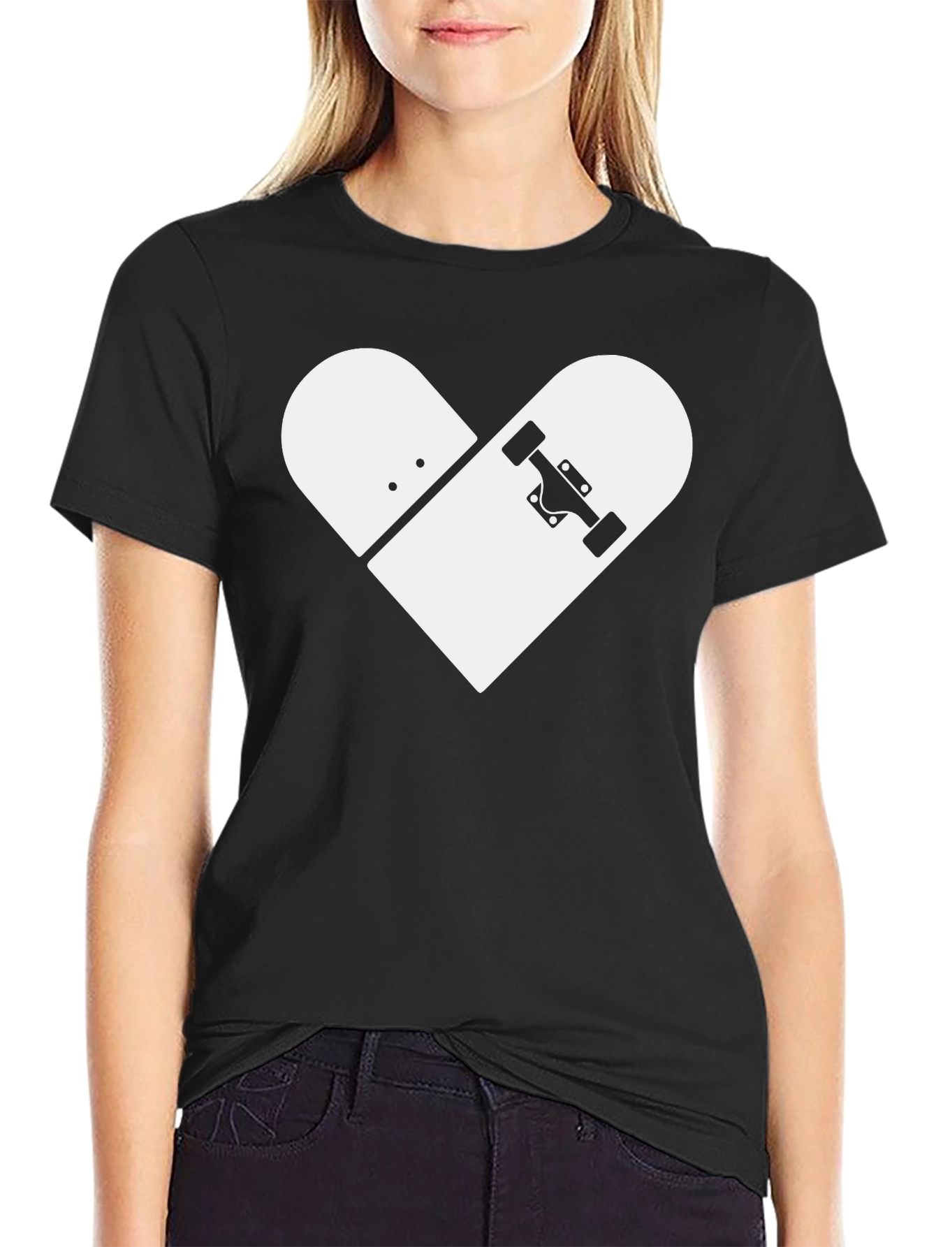 Skateboard Heart Graphic Tee - Black