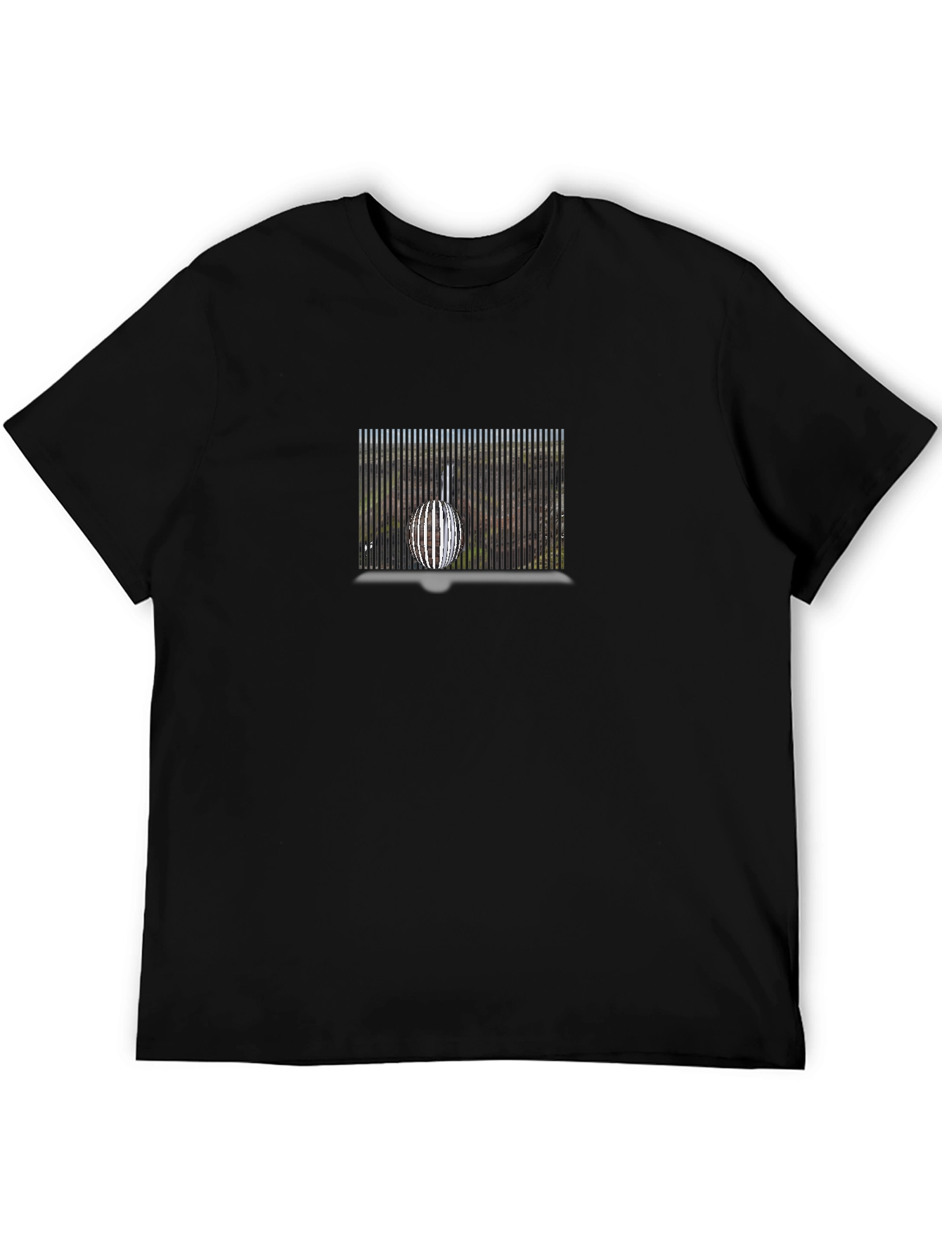 Modern Art Print Black Crew Neck Tee