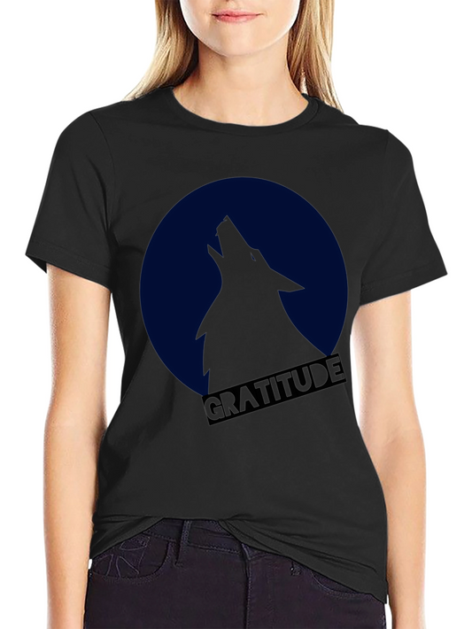 Gratitude Wolf Howling at Moon T-Shirt
