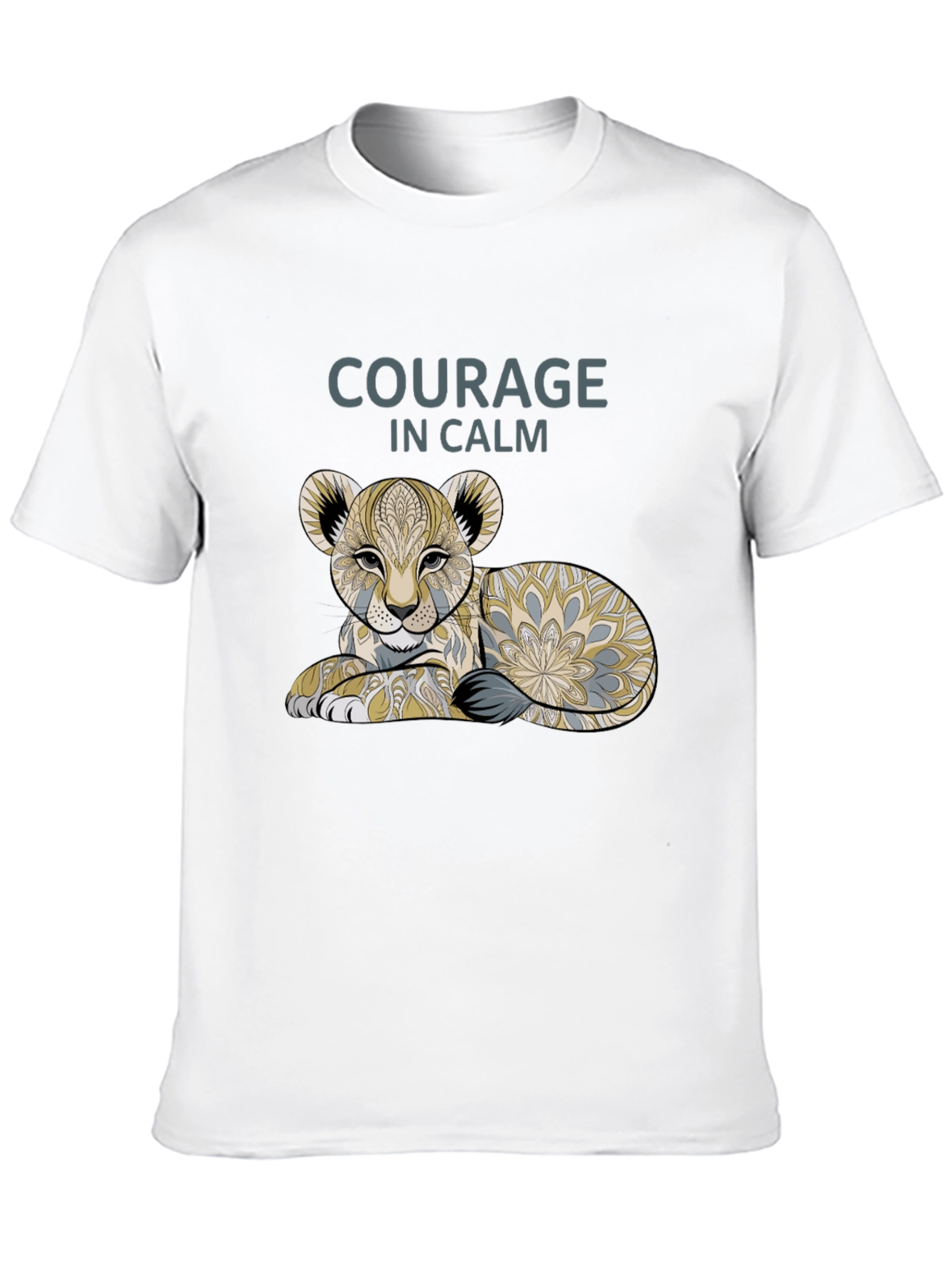 Courage in Calm Lion Cub Graphic Tee - Black