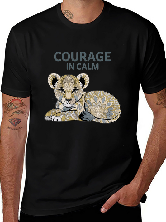 Courage in Calm Lion Cub Graphic Tee - Black