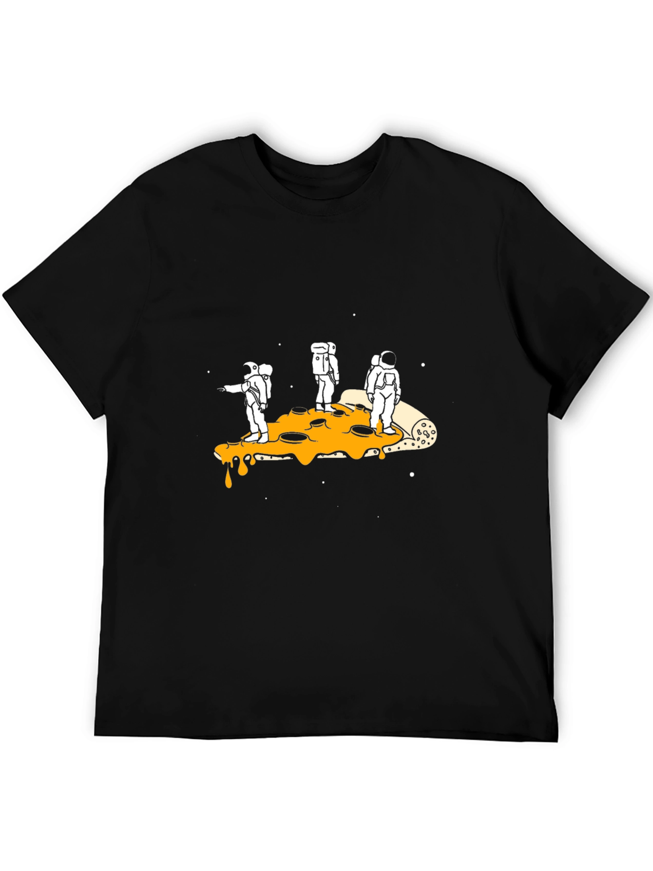 Astronauts Pizza Galaxy Black T-Shirt