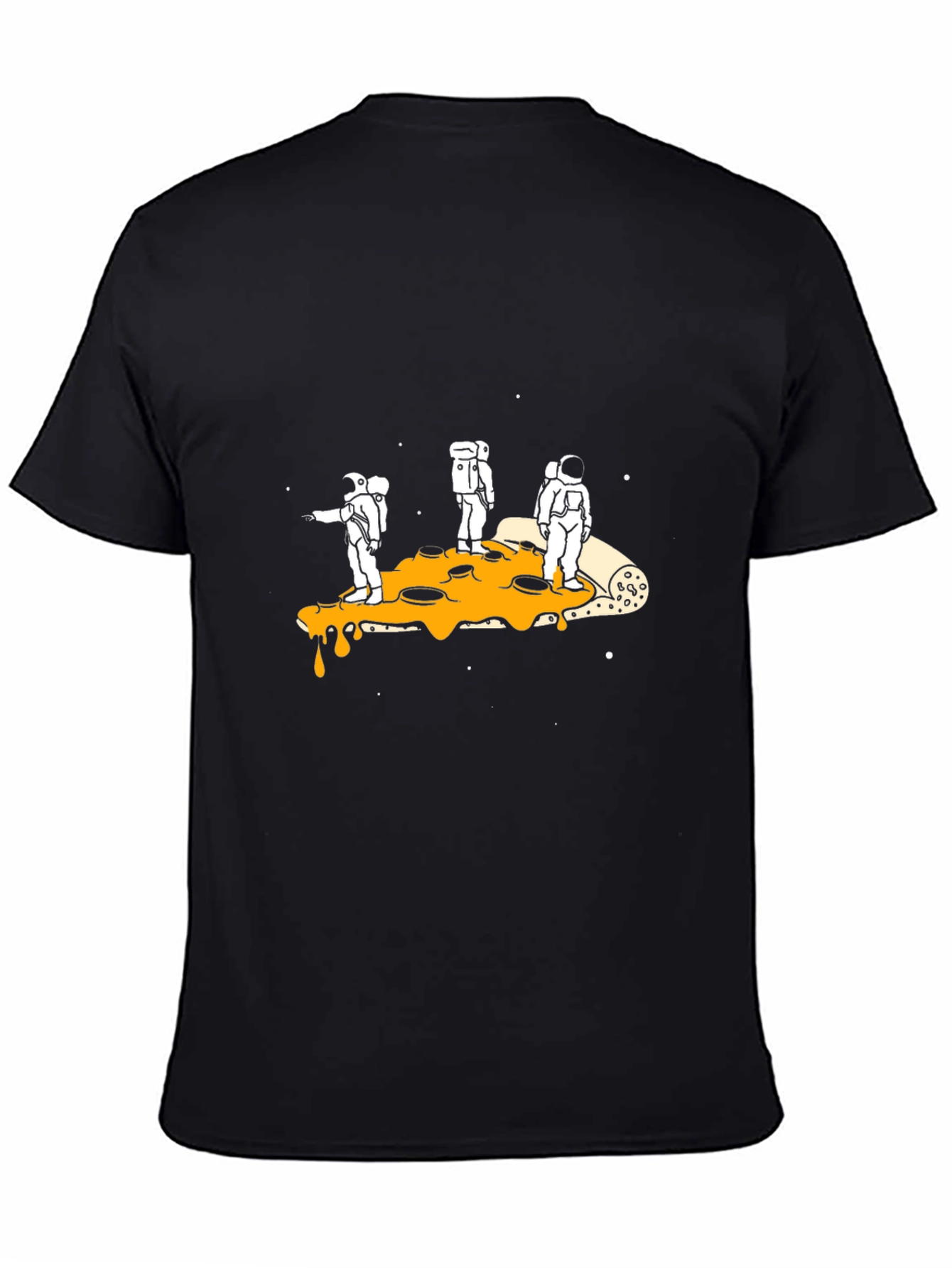 Astronauts Pizza Galaxy Black T-Shirt