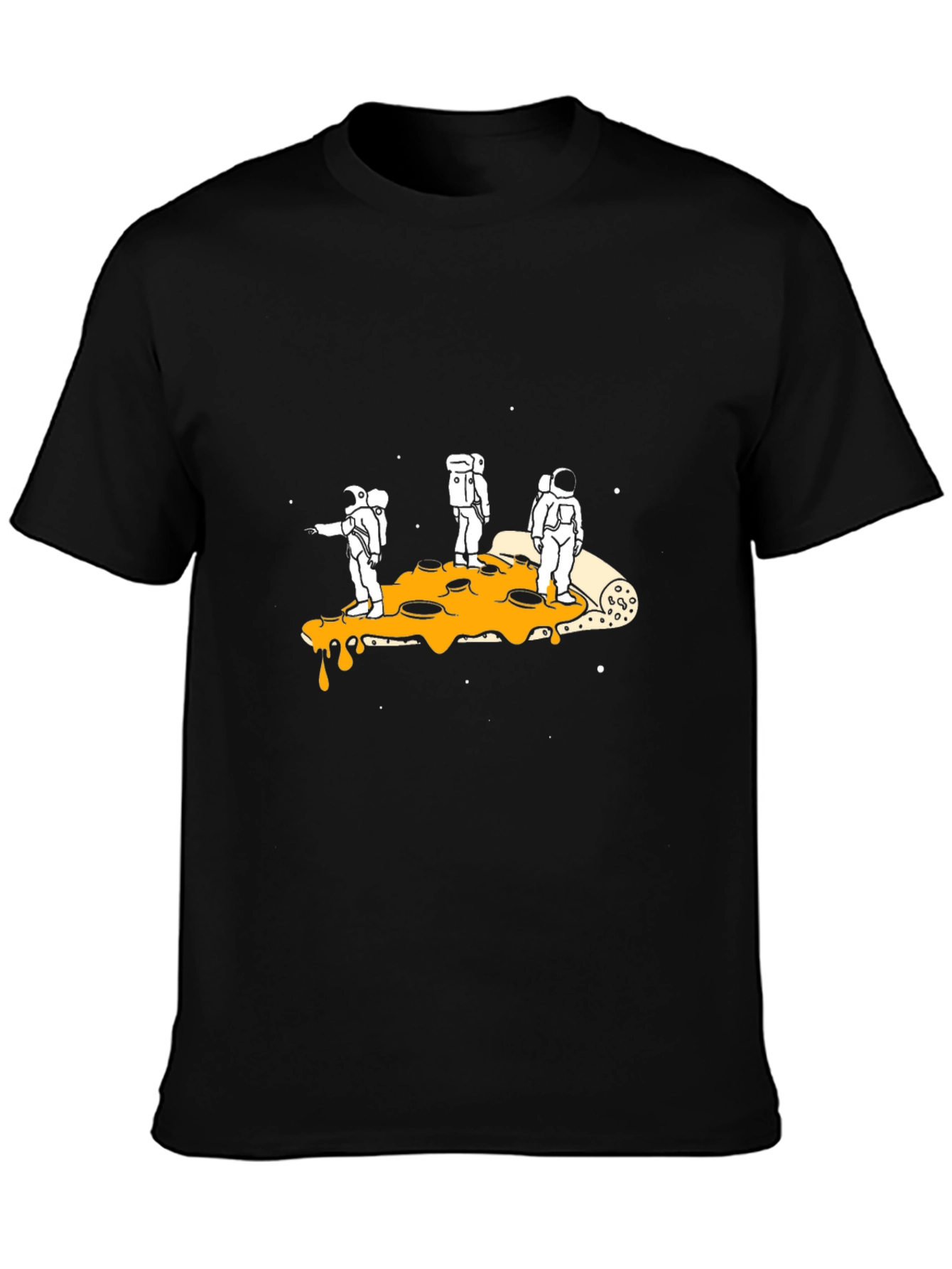 Astronauts Pizza Galaxy Black T-Shirt
