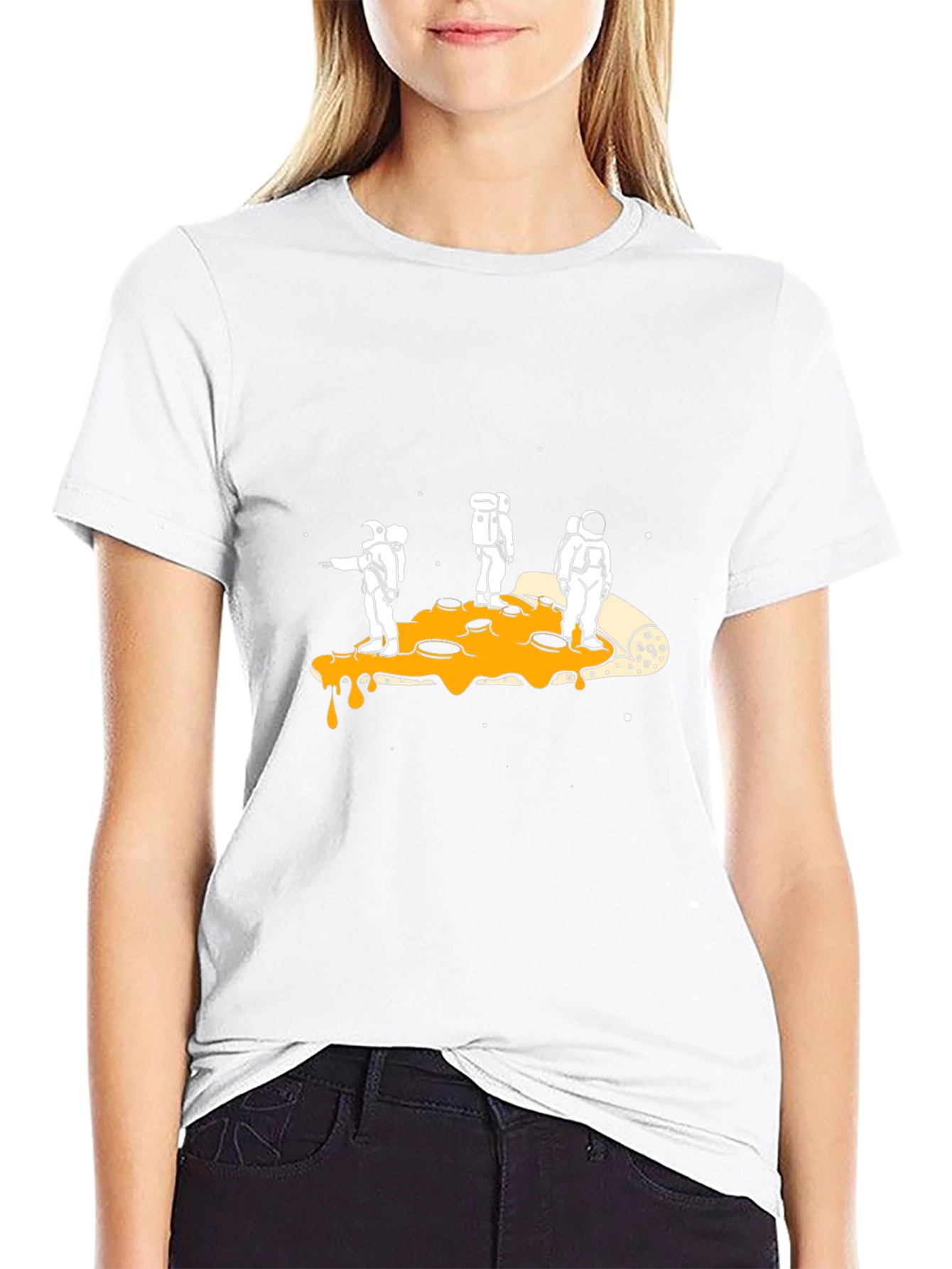 Astronauts Pizza Galaxy Black T-Shirt