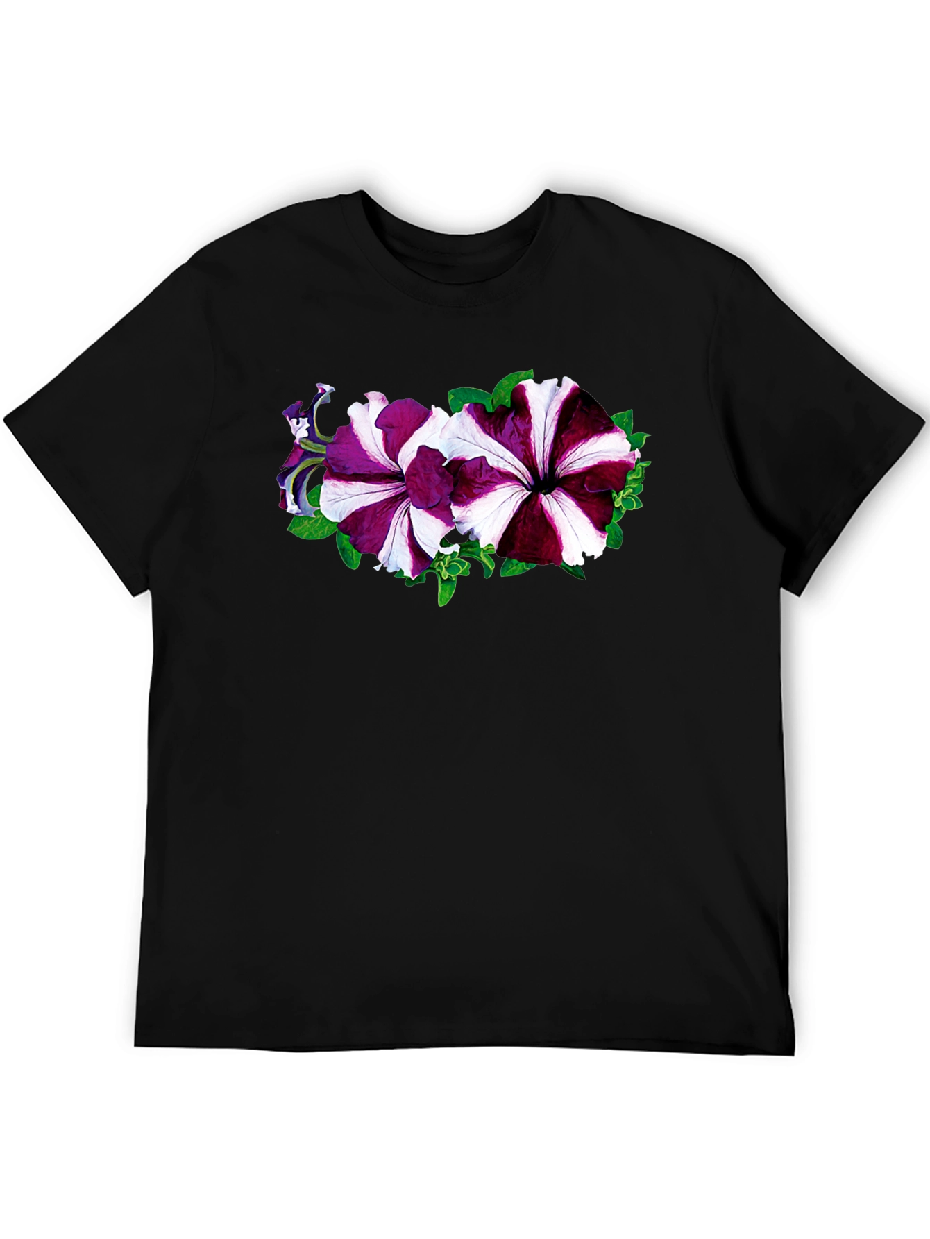 Floral Petunia Graphic Black T-Shirt