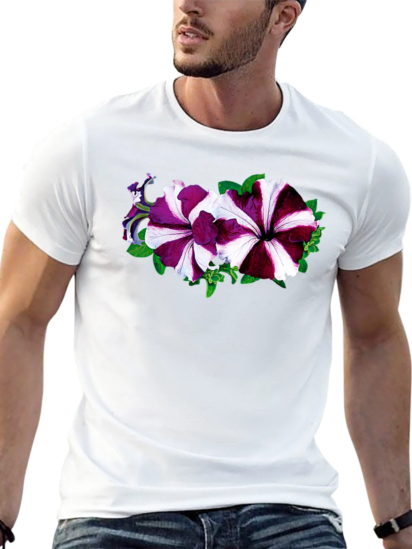Floral Petunia Graphic Black T-Shirt