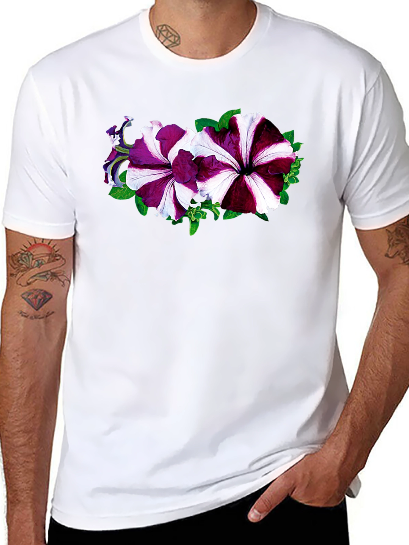 Floral Petunia Graphic Black T-Shirt