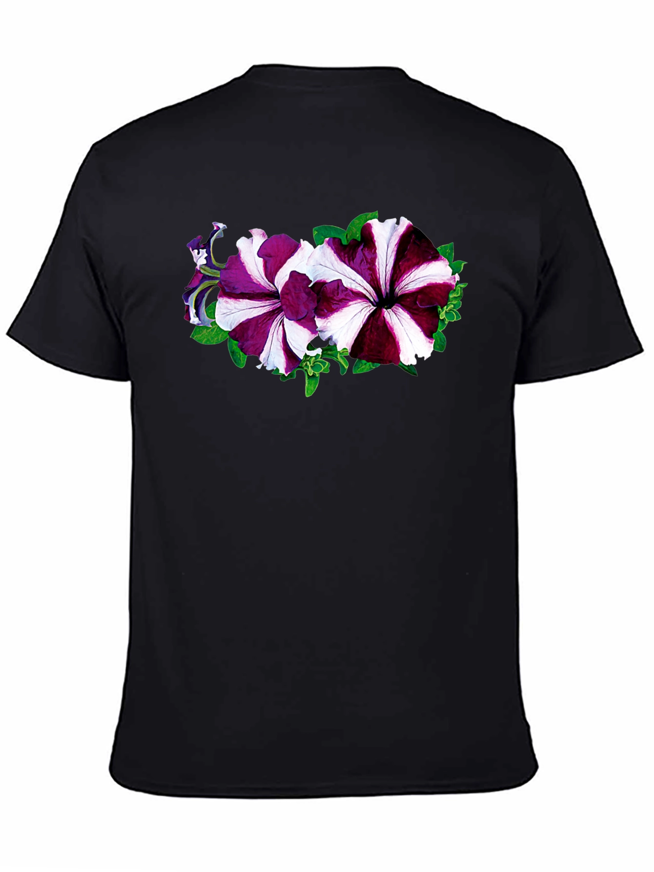 Floral Petunia Graphic Black T-Shirt