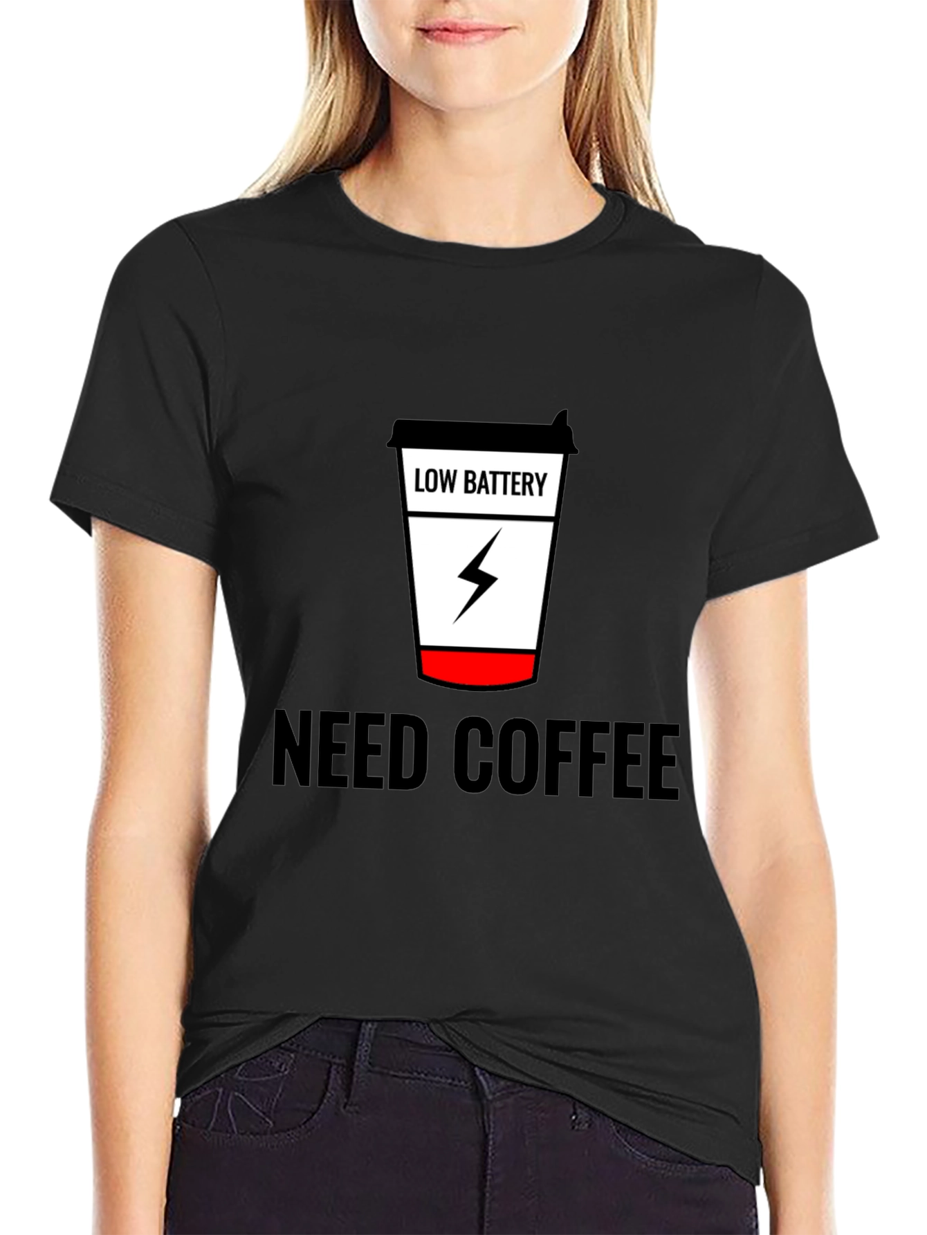 Need Coffee Black Tee Low Battery Design