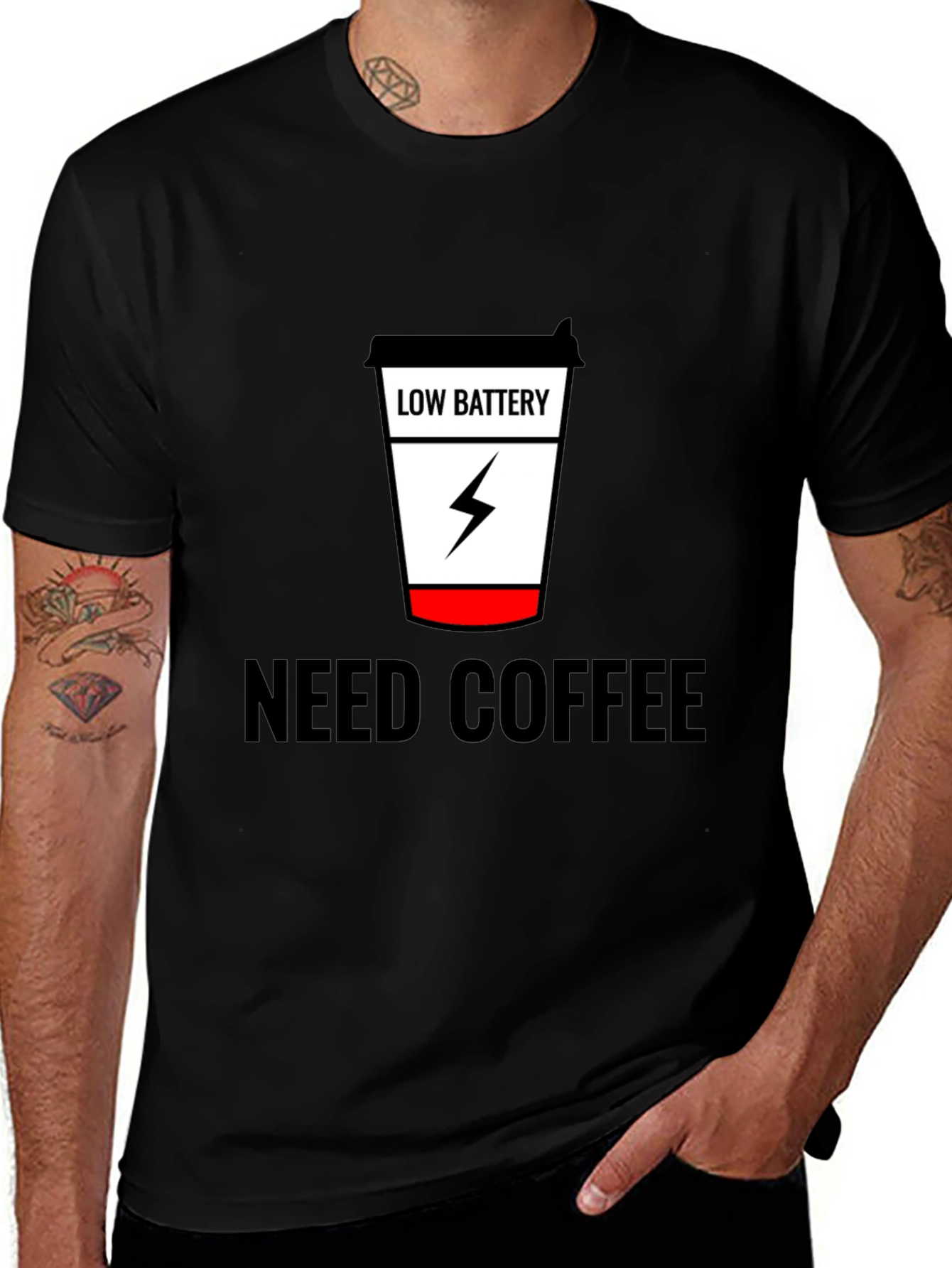 Need Coffee Black Tee Low Battery Design