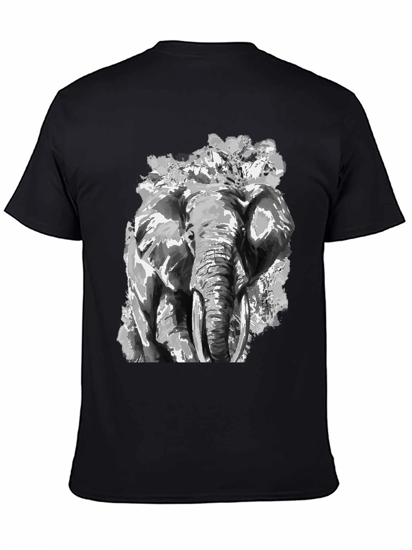 Elephant Graphic Print Black T-Shirt