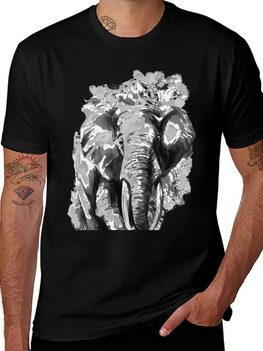 Elephant Graphic Print Black T-Shirt