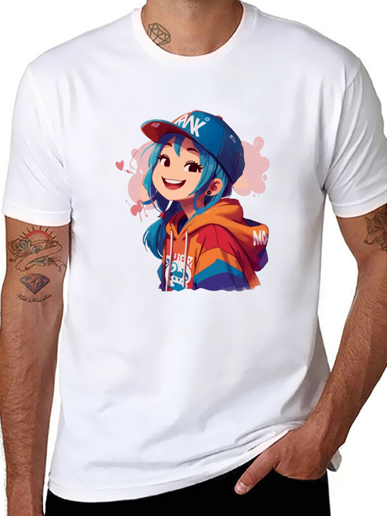 Anime Girl Graphic Black T-Shirt
