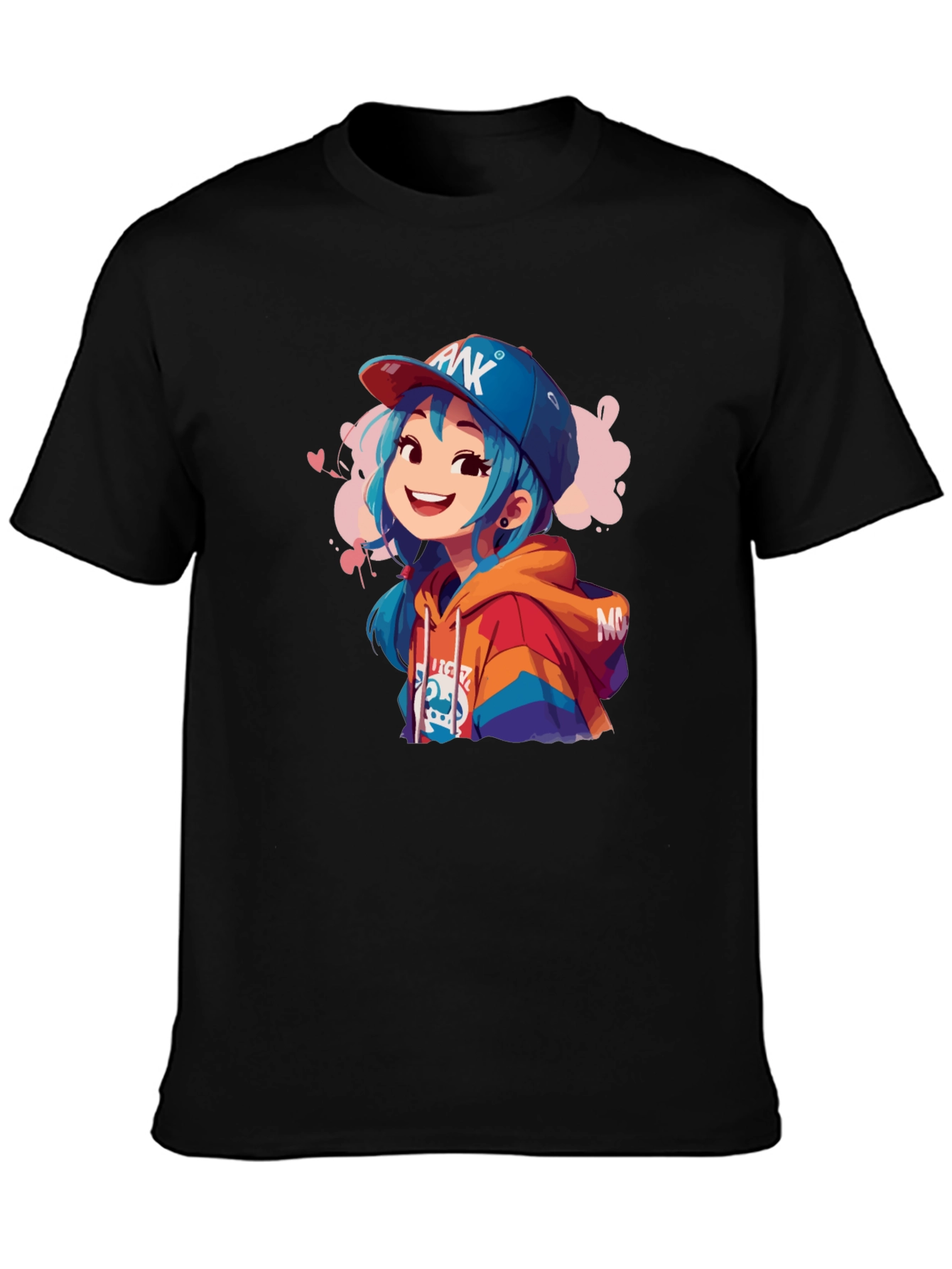 Anime Girl Graphic Black T-Shirt